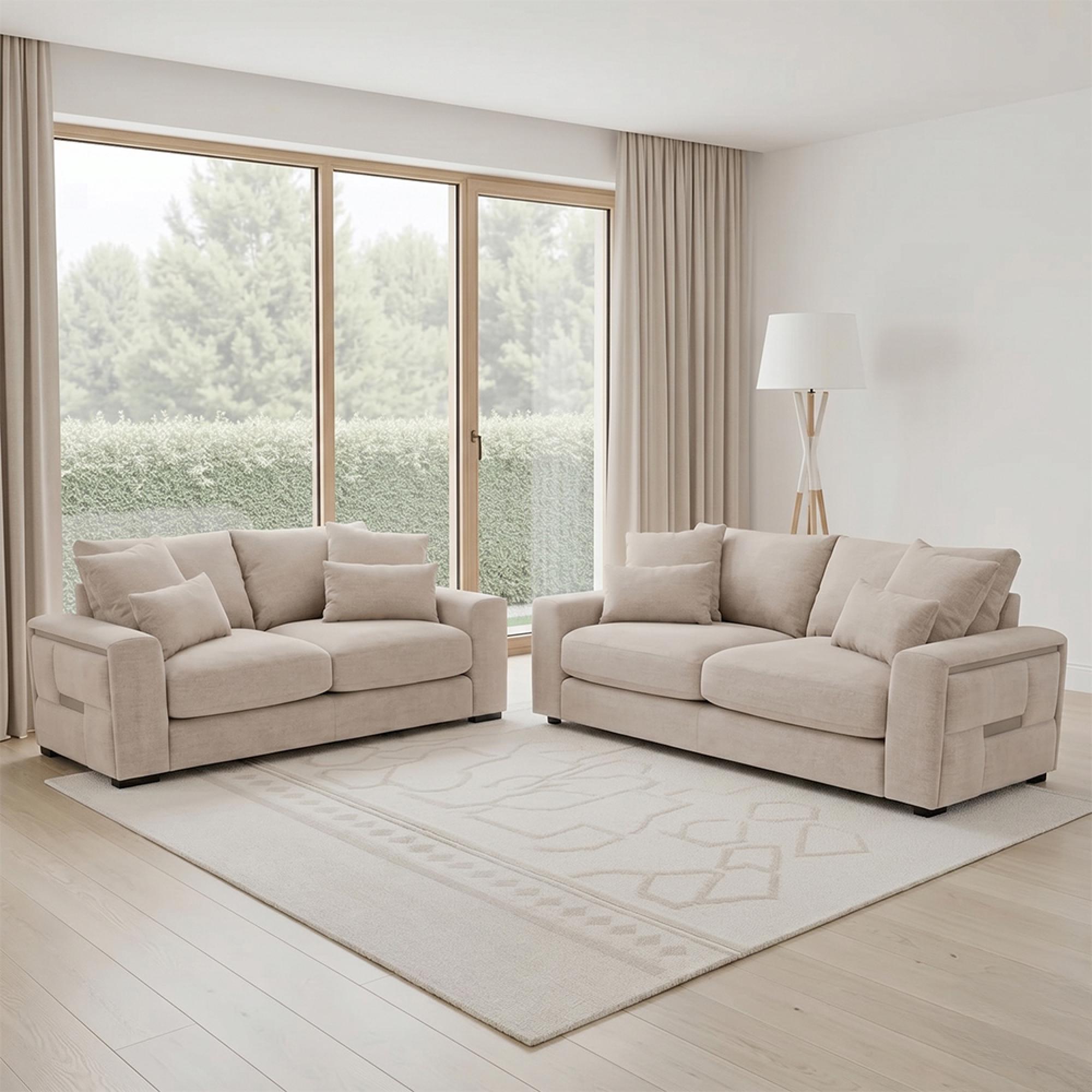 Jupiter Sofa - Beige Fabric - 3+2 Seater