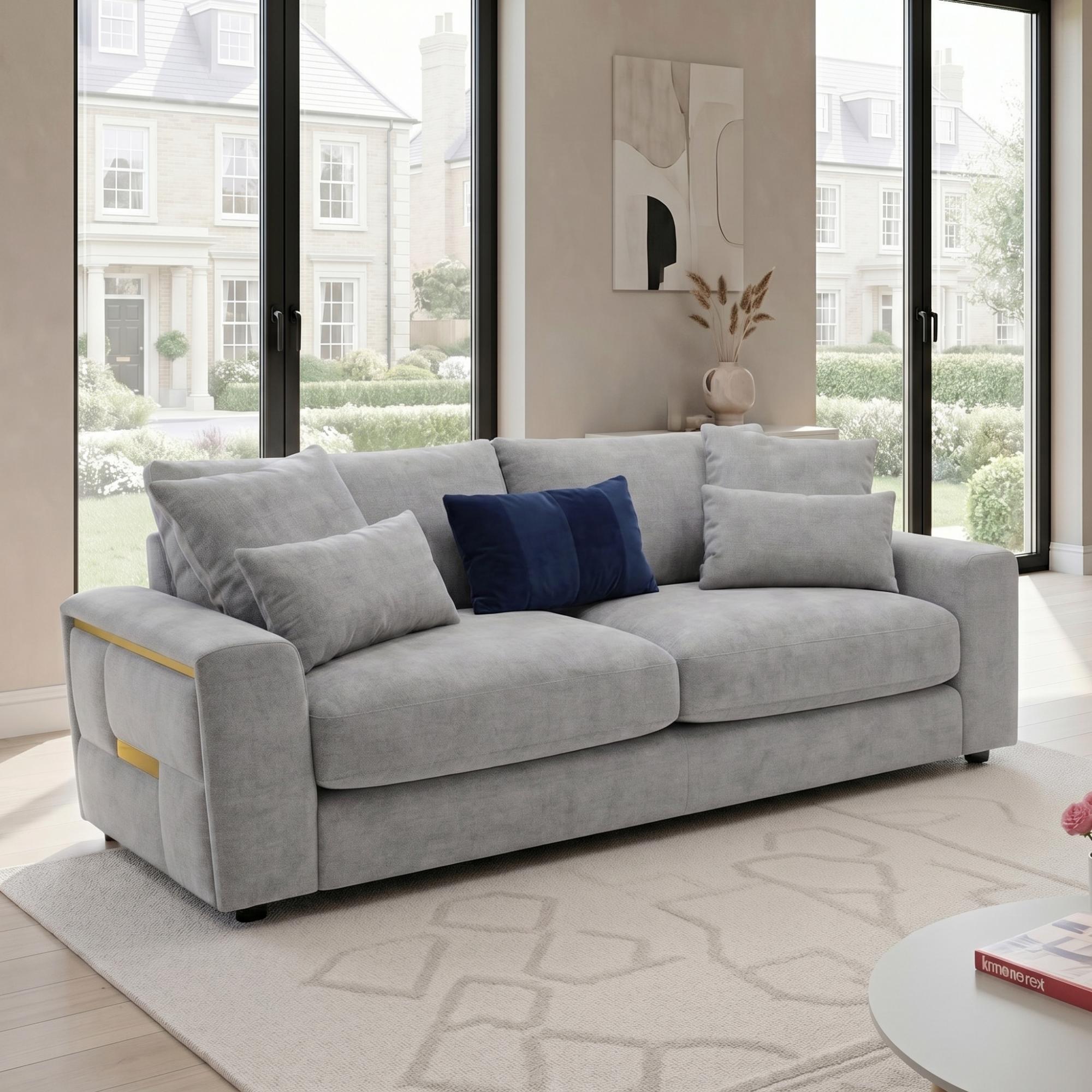 Jupiter Sofa - Grey Fabric - 3 Seater
