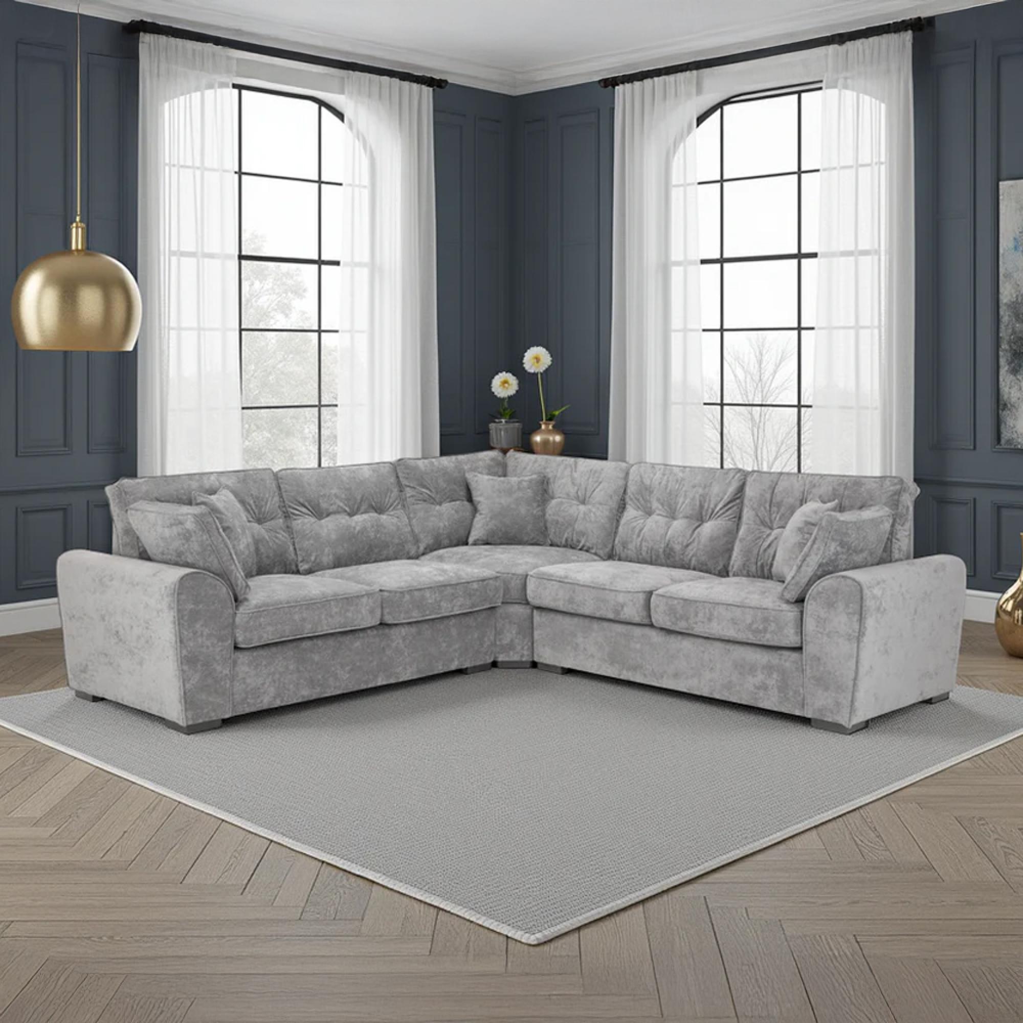 Maxwell Corner Sofa - Grey Fabric - Large
