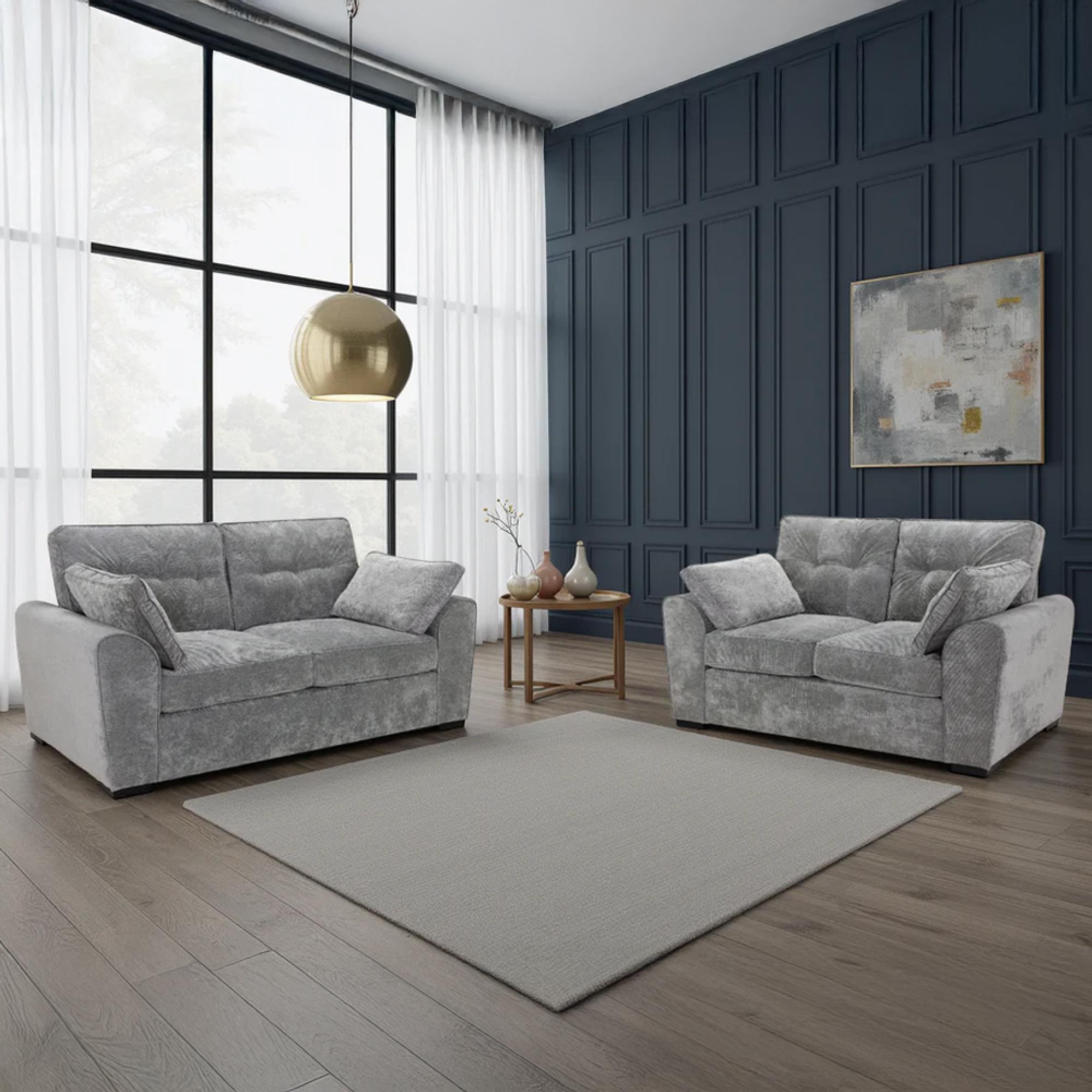 Maxwell Sofa - Grey Fabric - 3+2 Seater