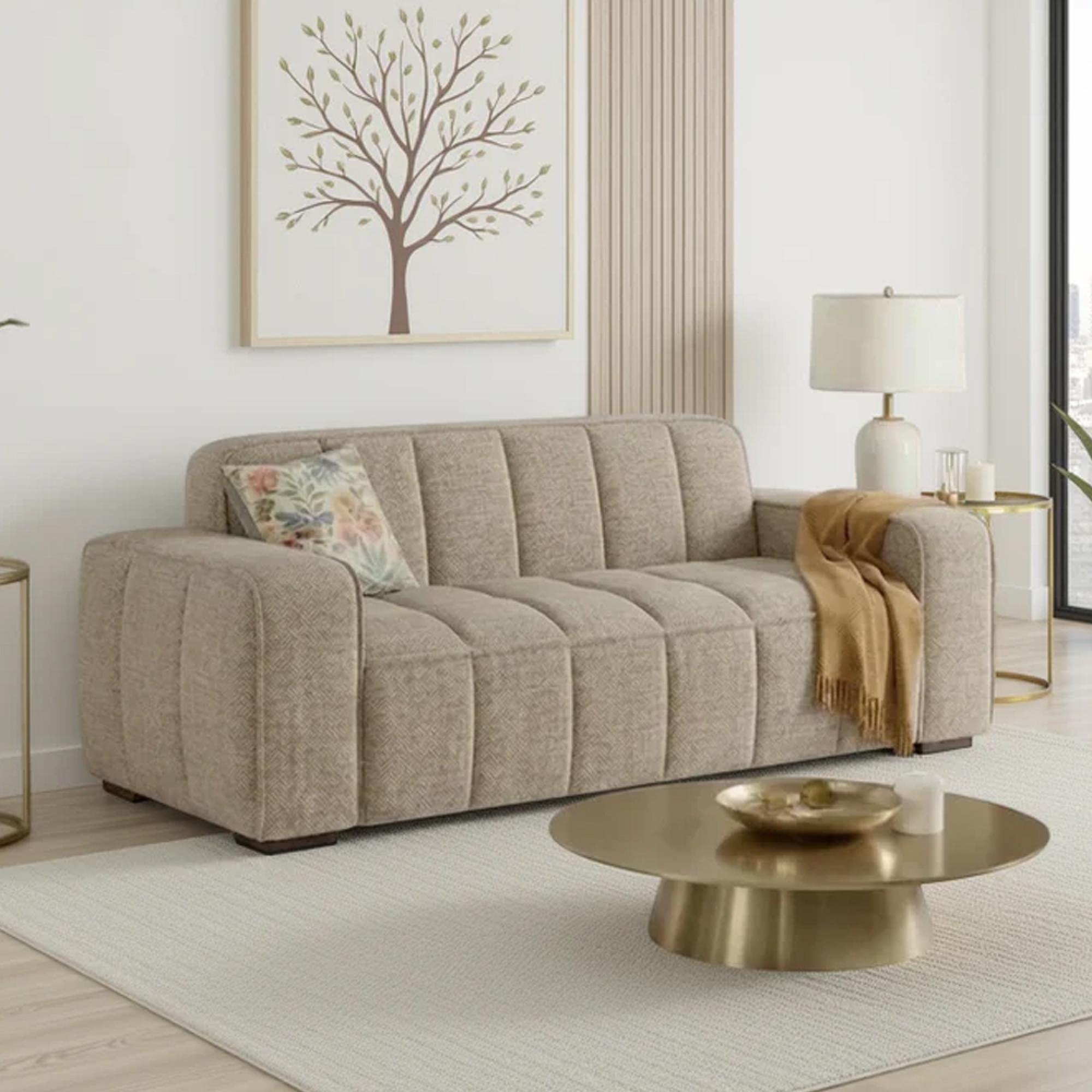 Paris Sofa - Beige Fabric - 3 Seater