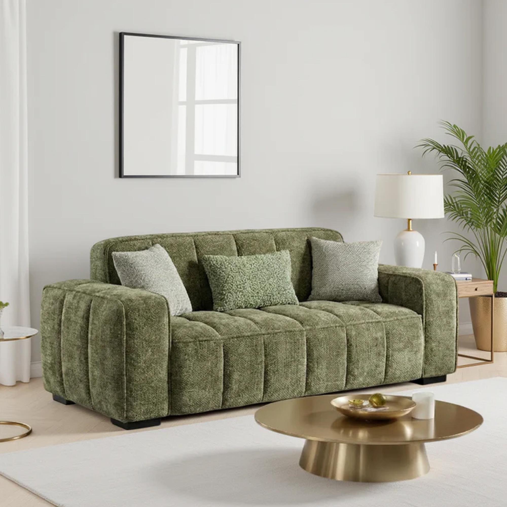 Paris Sofa - Olive Fabric - 3 Seater