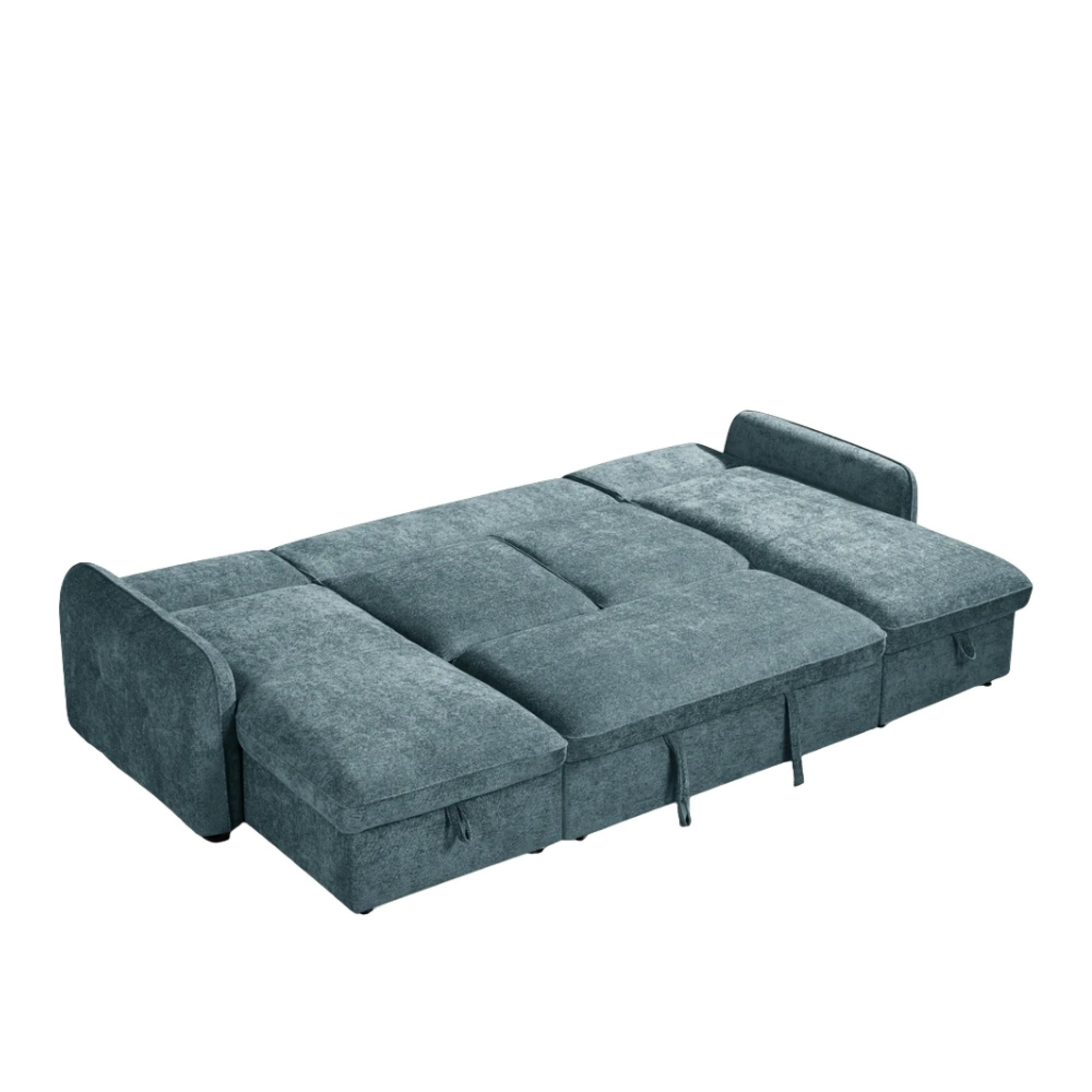 Moscow U Shape Corner Sofa Bed - Blue Fabric - Pull Out