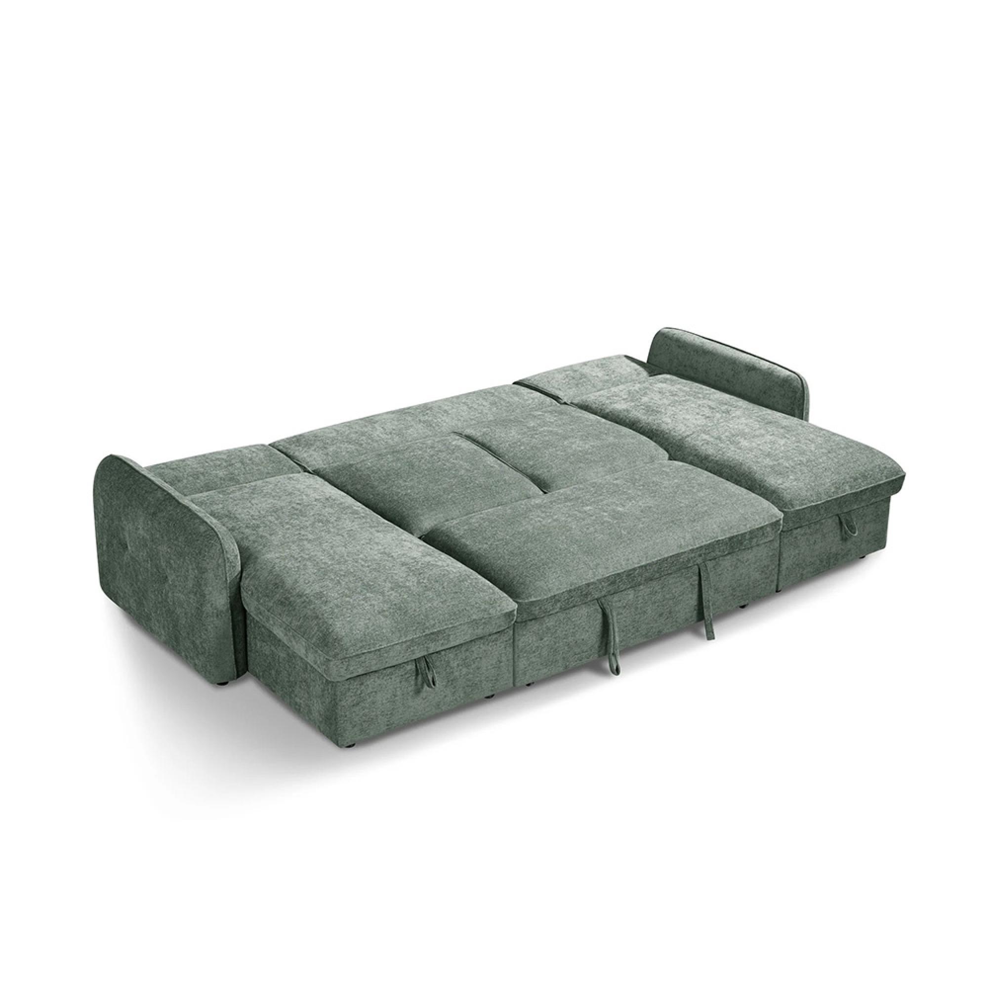 Moscow U Shape Corner Sofa Bed - Green Fabric - Pull Out
