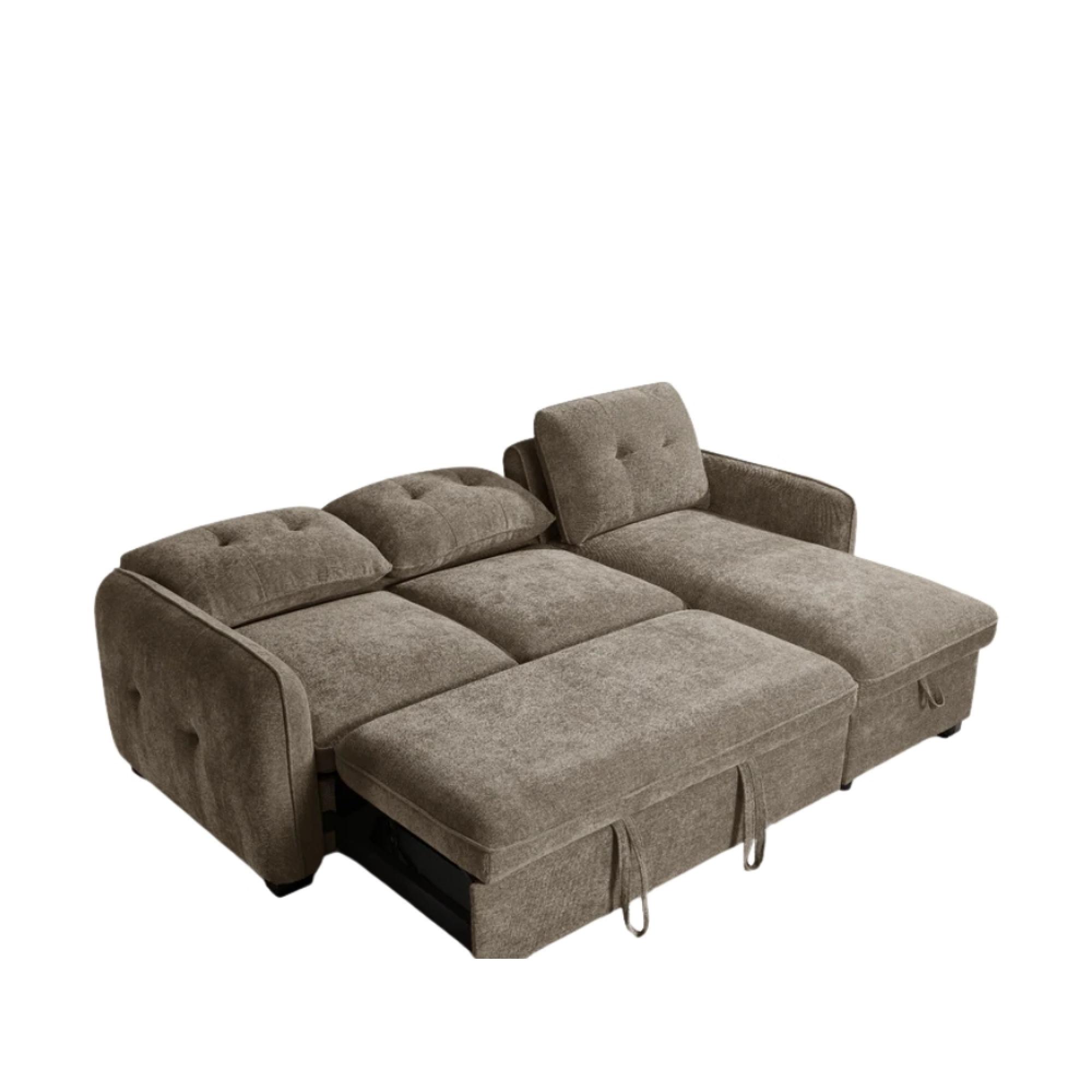 Moscow Universal Corner Sofa Bed - Brown Fabric - Pull Out