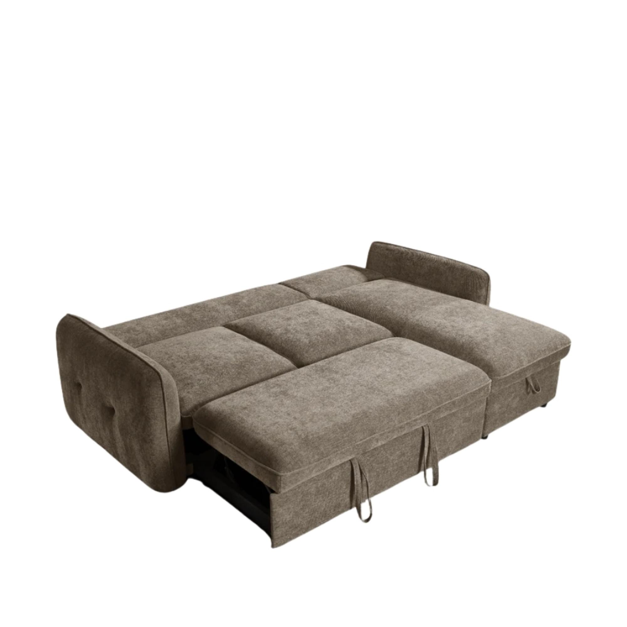 Moscow Universal Corner Sofa Bed - Brown Fabric - Pull Out