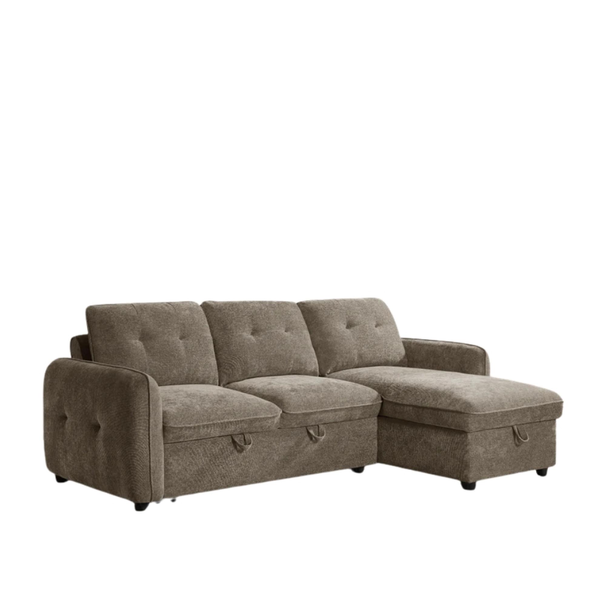 Moscow Universal Corner Sofa Bed - Brown Fabric - Pull Out