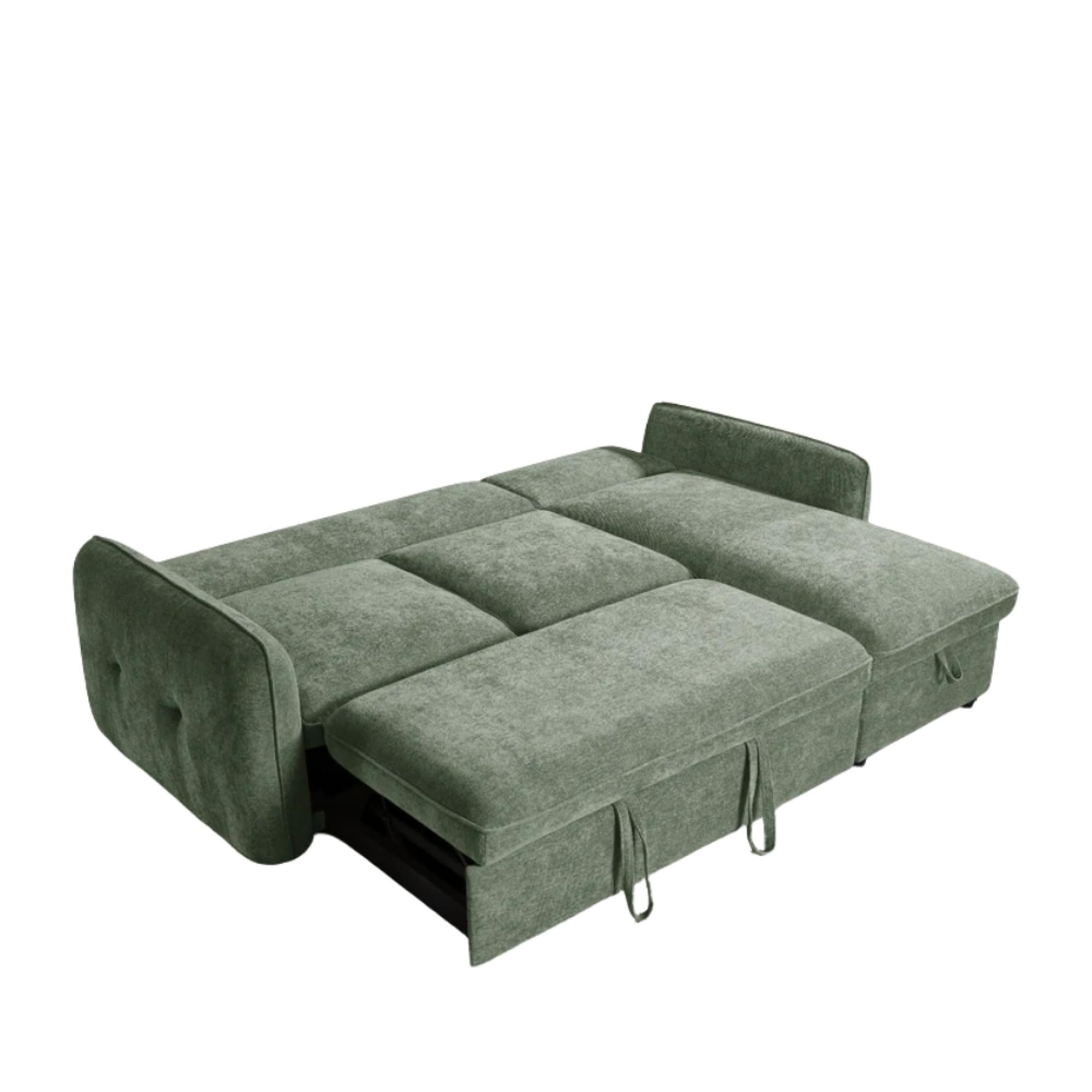 Moscow Universal Corner Sofa Bed - Green Fabric - Pull Out