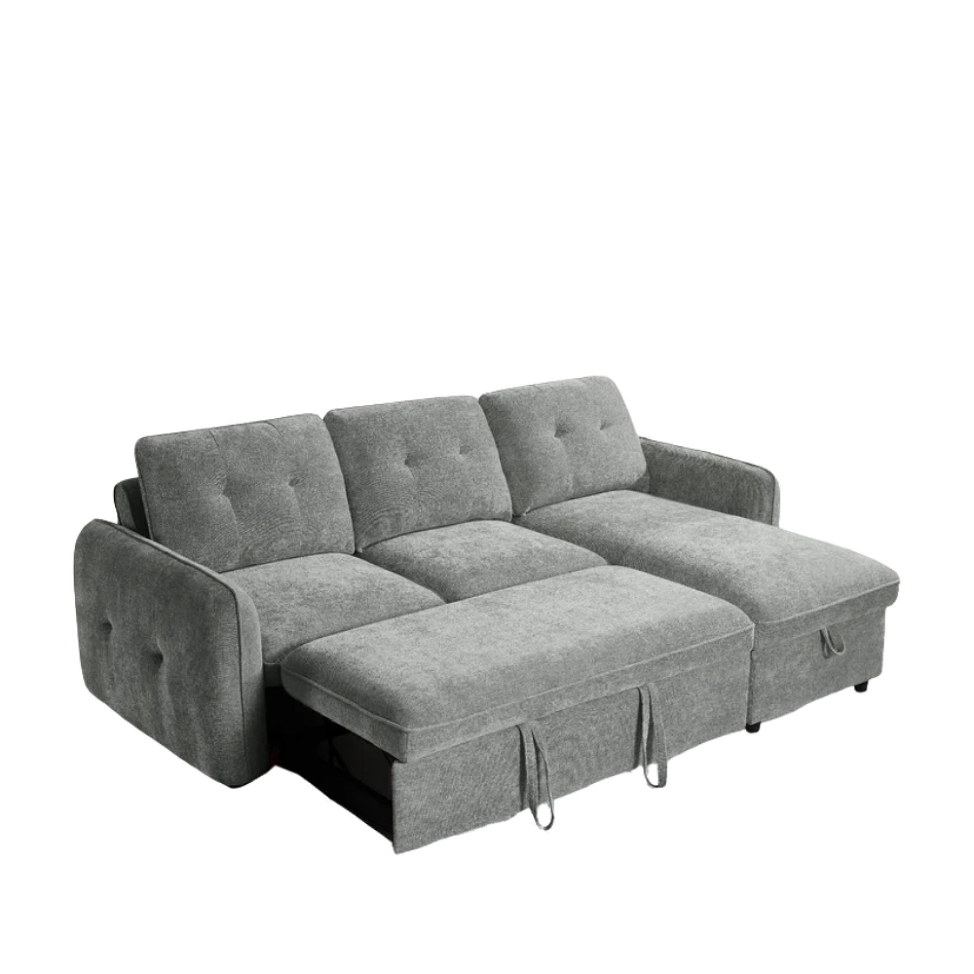 Moscow Universal Corner Sofa Bed - Grey Fabric - Pull Out