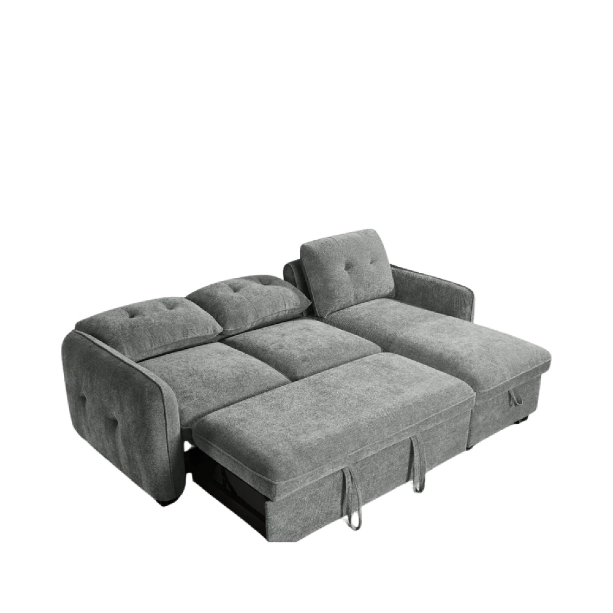 Moscow Universal Corner Sofa Bed - Grey Fabric - Pull Out