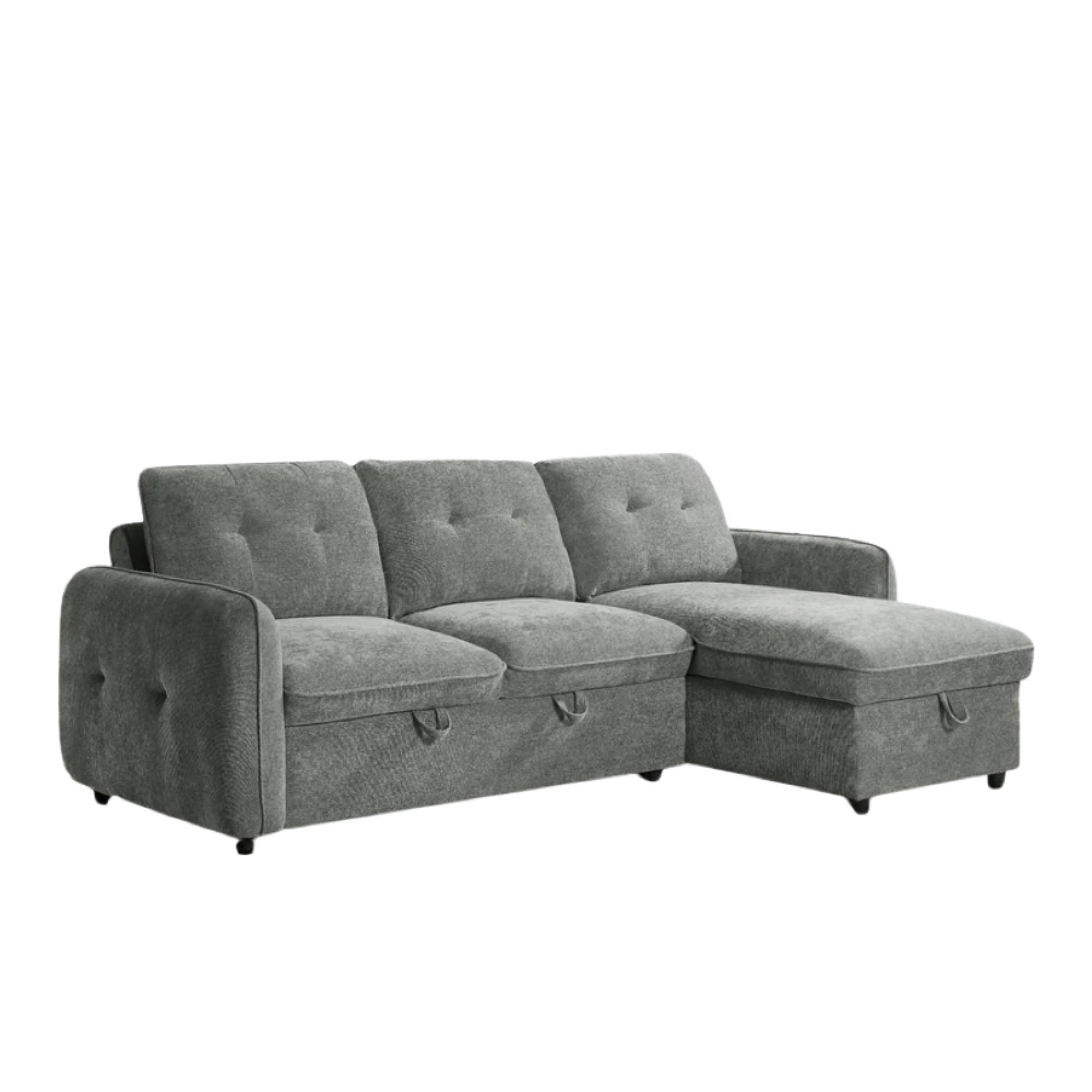 Moscow Universal Corner Sofa Bed - Grey Fabric - Pull Out