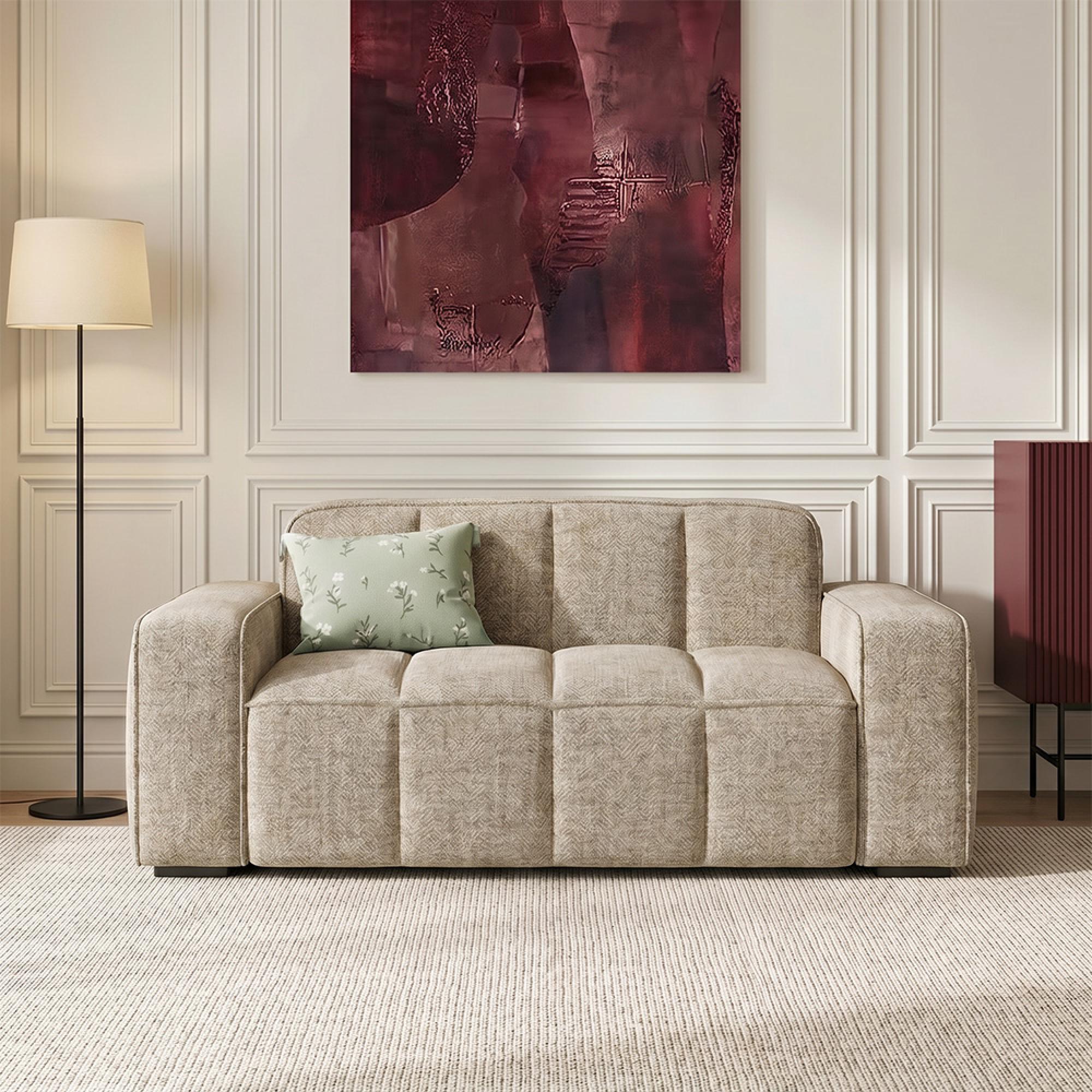 Paris Sofa - Beige Fabric - 2 Seater