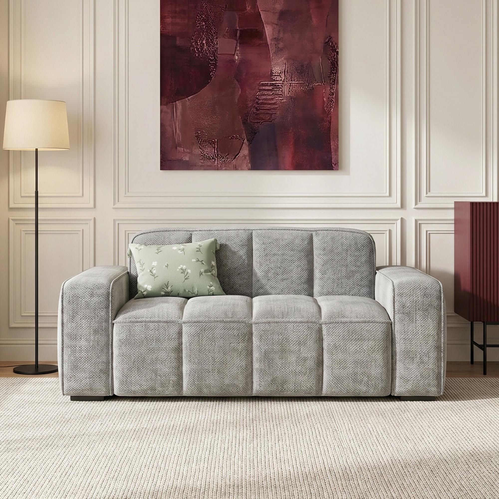 Paris Sofa - Grey Fabric - 2 Seater