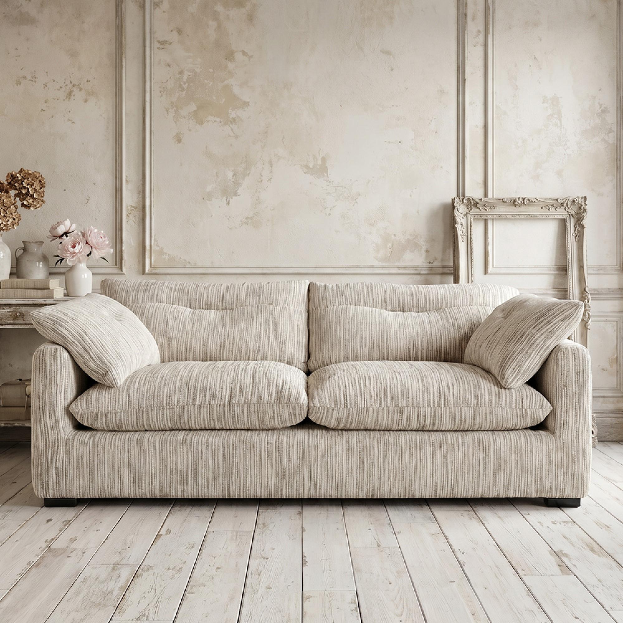Quetta Sofa - Grey Fabric - 3 Seater