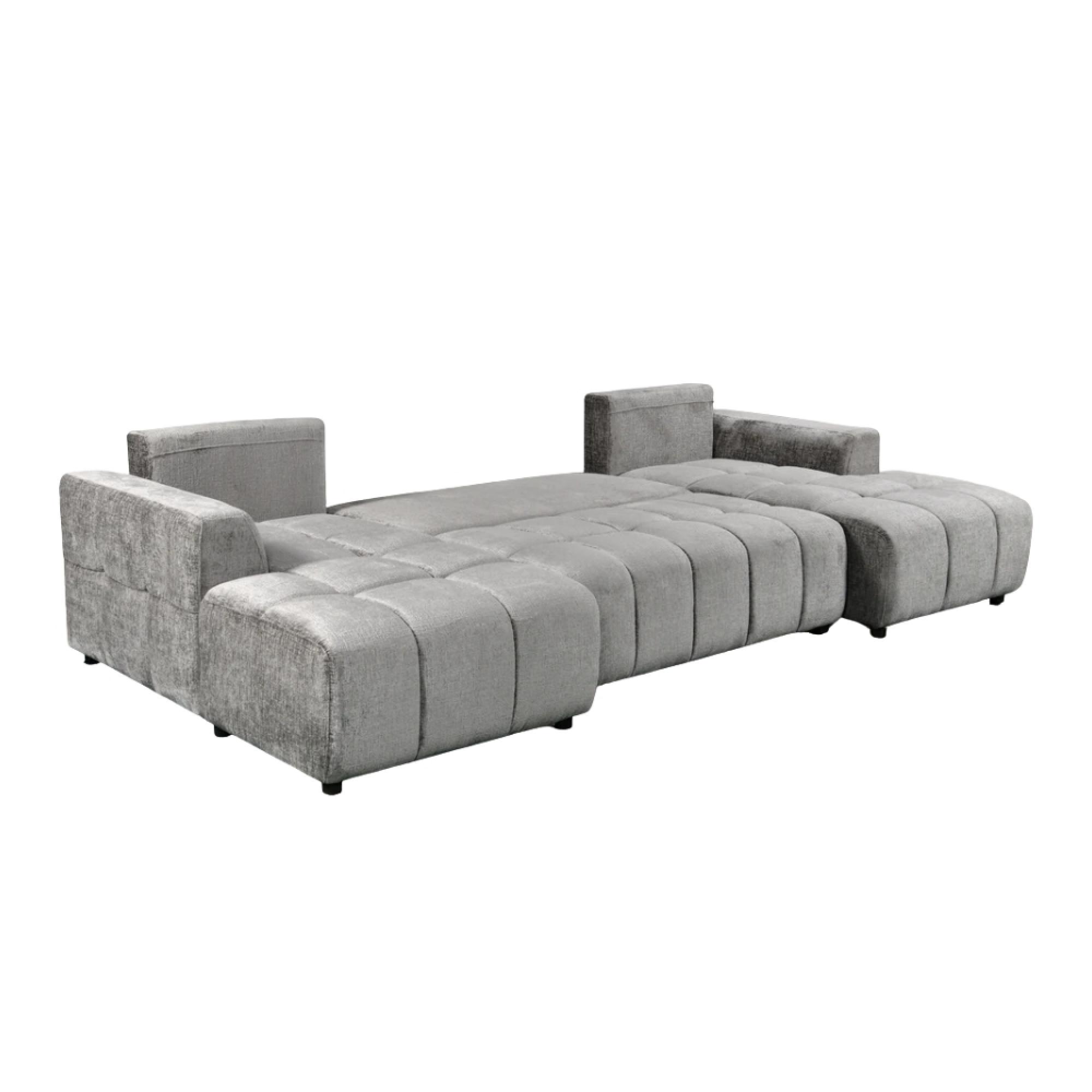 Shanghai Luxury U Shape Corner Sofa Bed - Grey Fabric