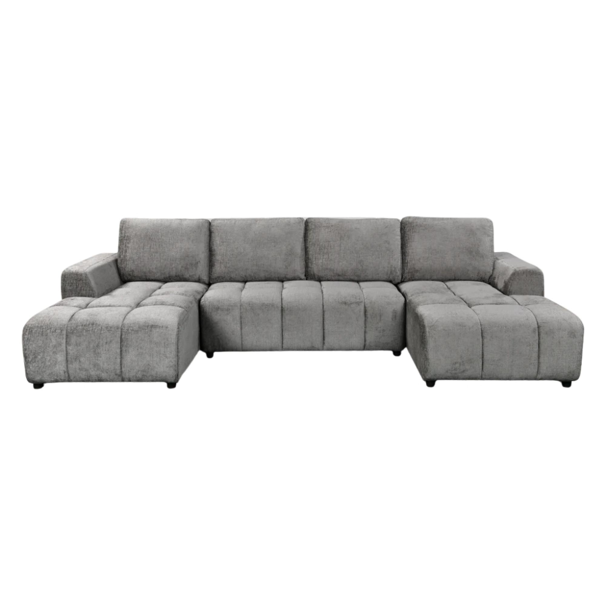 Shanghai Luxury U Shape Corner Sofa Bed - Grey Fabric