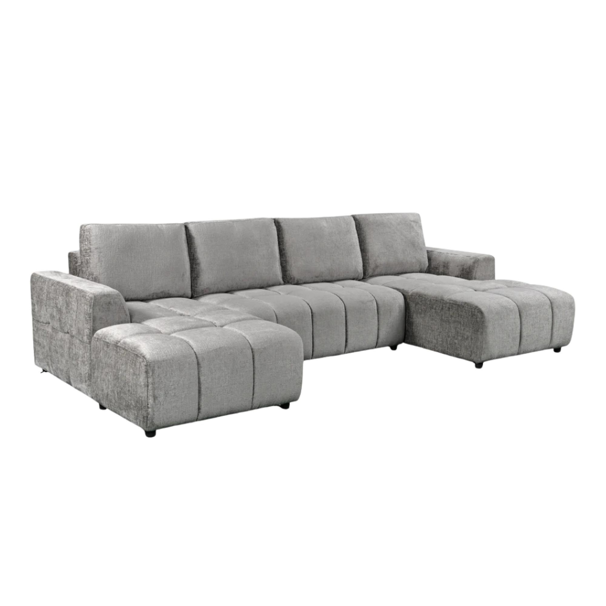 Shanghai Luxury U Shape Corner Sofa Bed - Grey Fabric