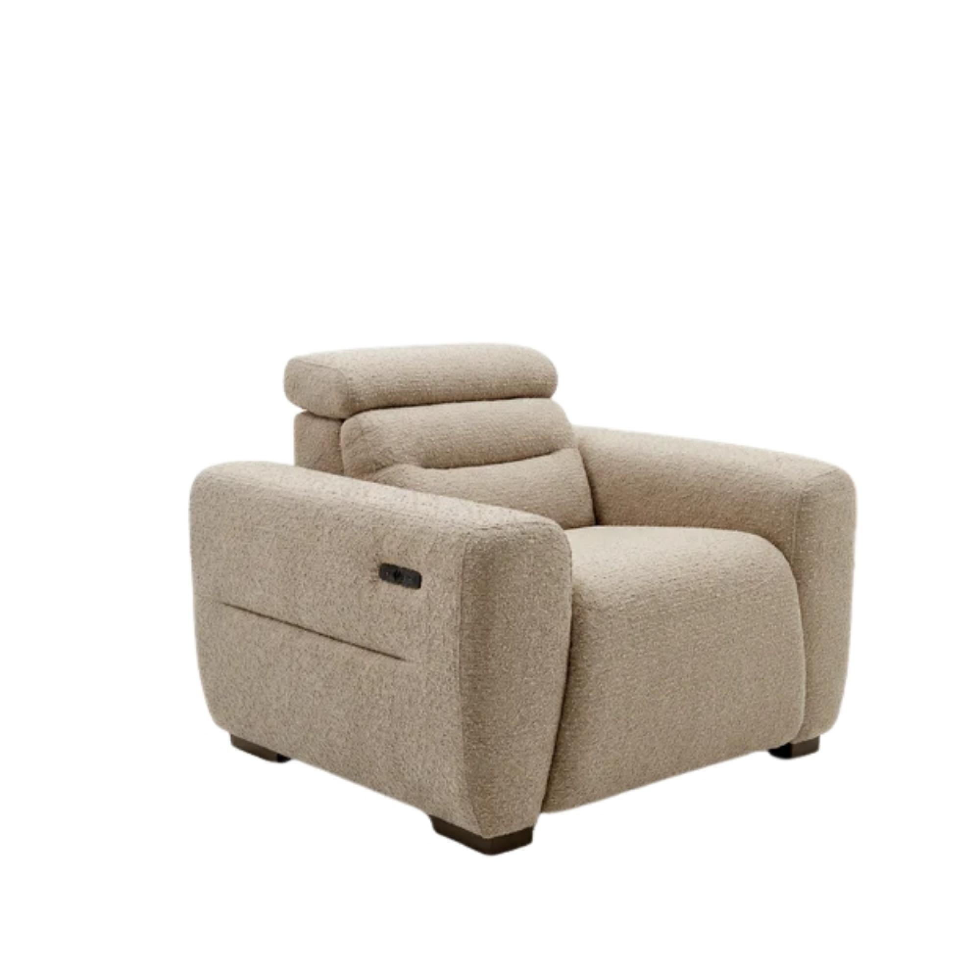 Tokyo Electric Recliner Armchair - Beige Fabric