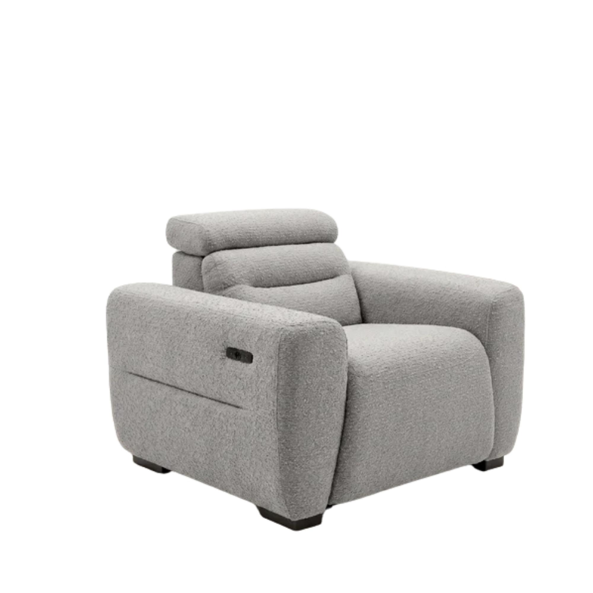 Tokyo Electric Recliner Armchair - Grey Fabric