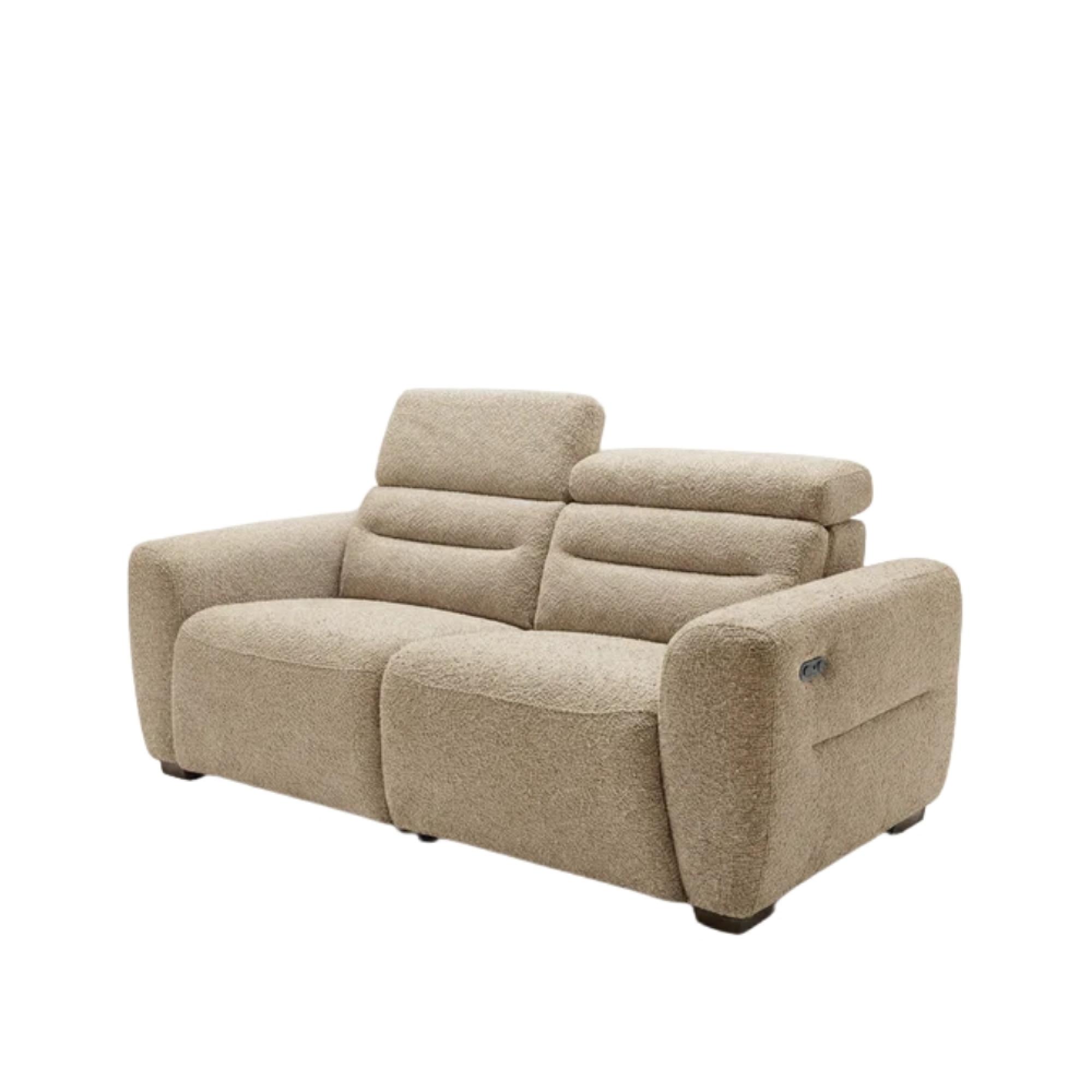 Tokyo Electric Recliner Sofa - Beige Fabric - 3 Seater