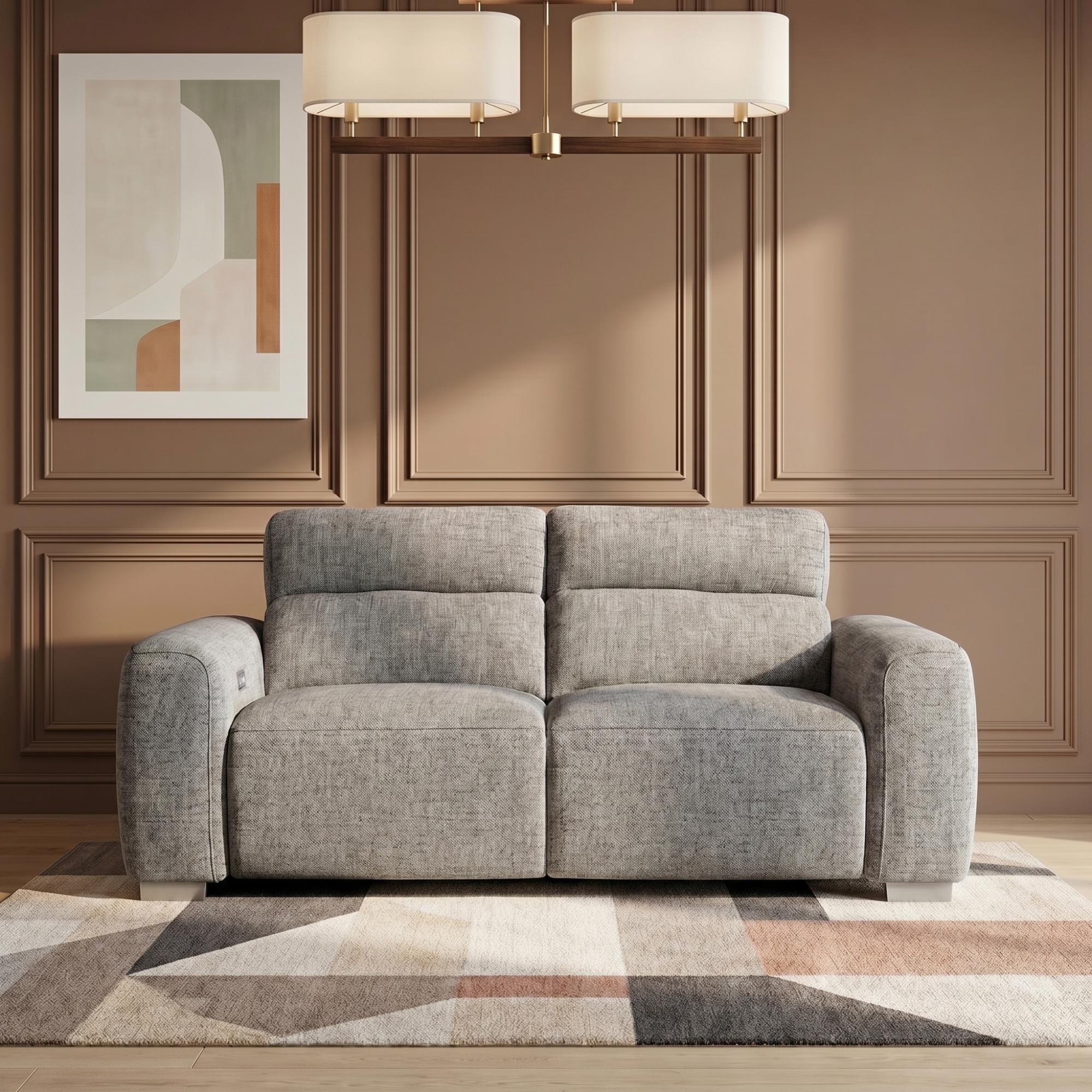 Toronto Electric Recliner Sofa - Grey Fabric - 2 Seater