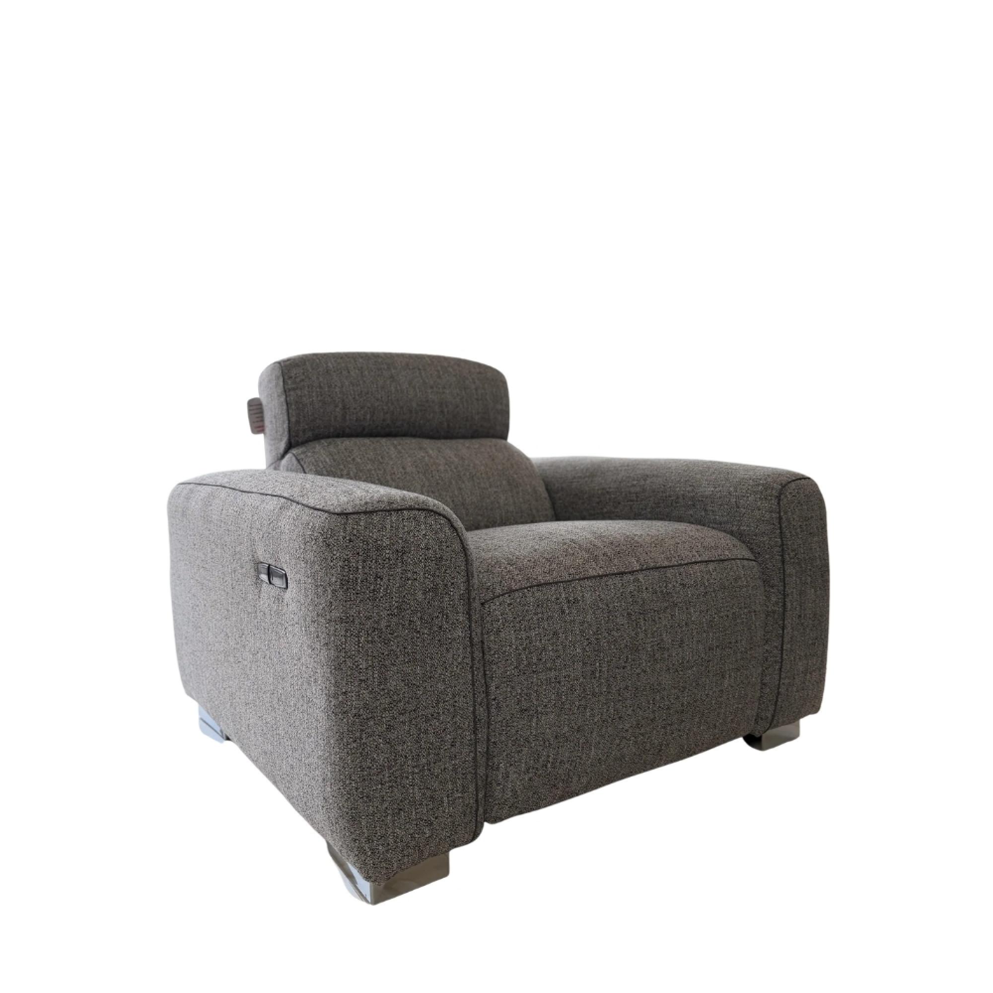 Toronto Electric Recliner Armchair - Grey Fabric