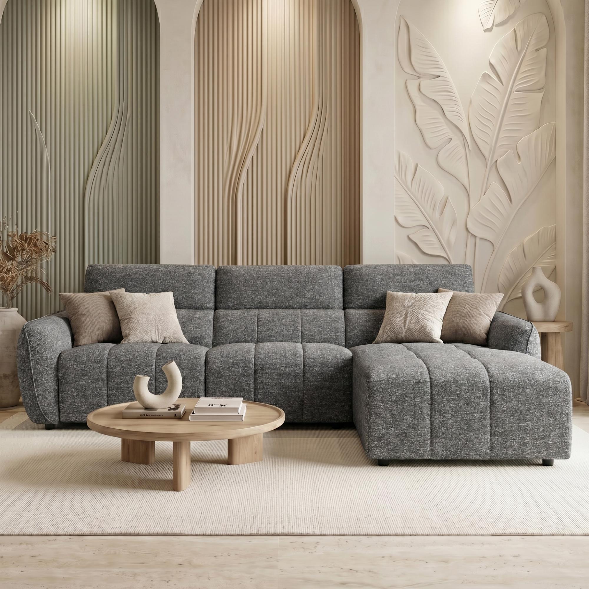 Turin Electric Recliner Sofa - Charcoal Fabric - RHF