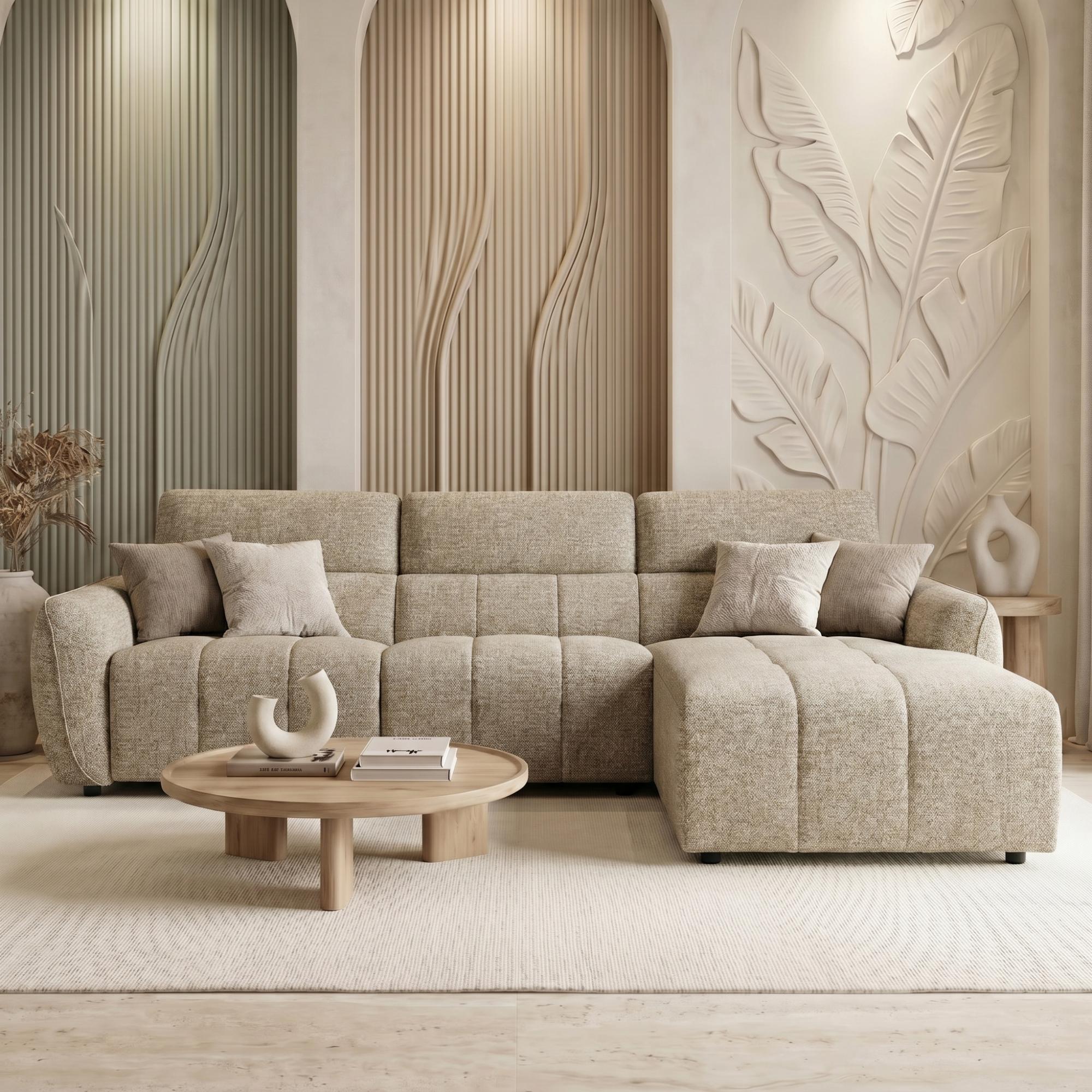 Turin Electric Recliner Sofa - Mocha Fabric - RHF
