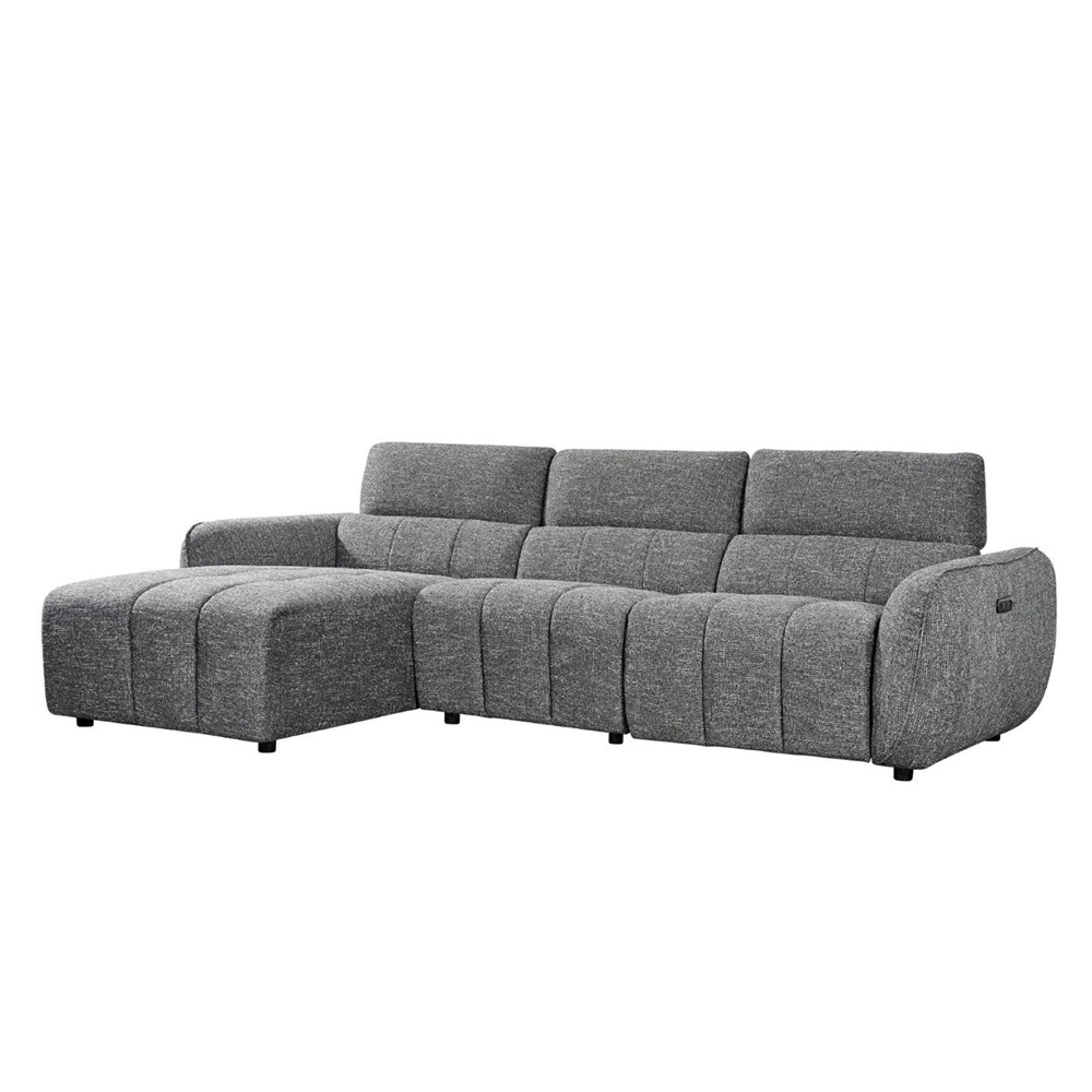 Turin Electric Recliner Sofa - Charcoal Fabric - LHF