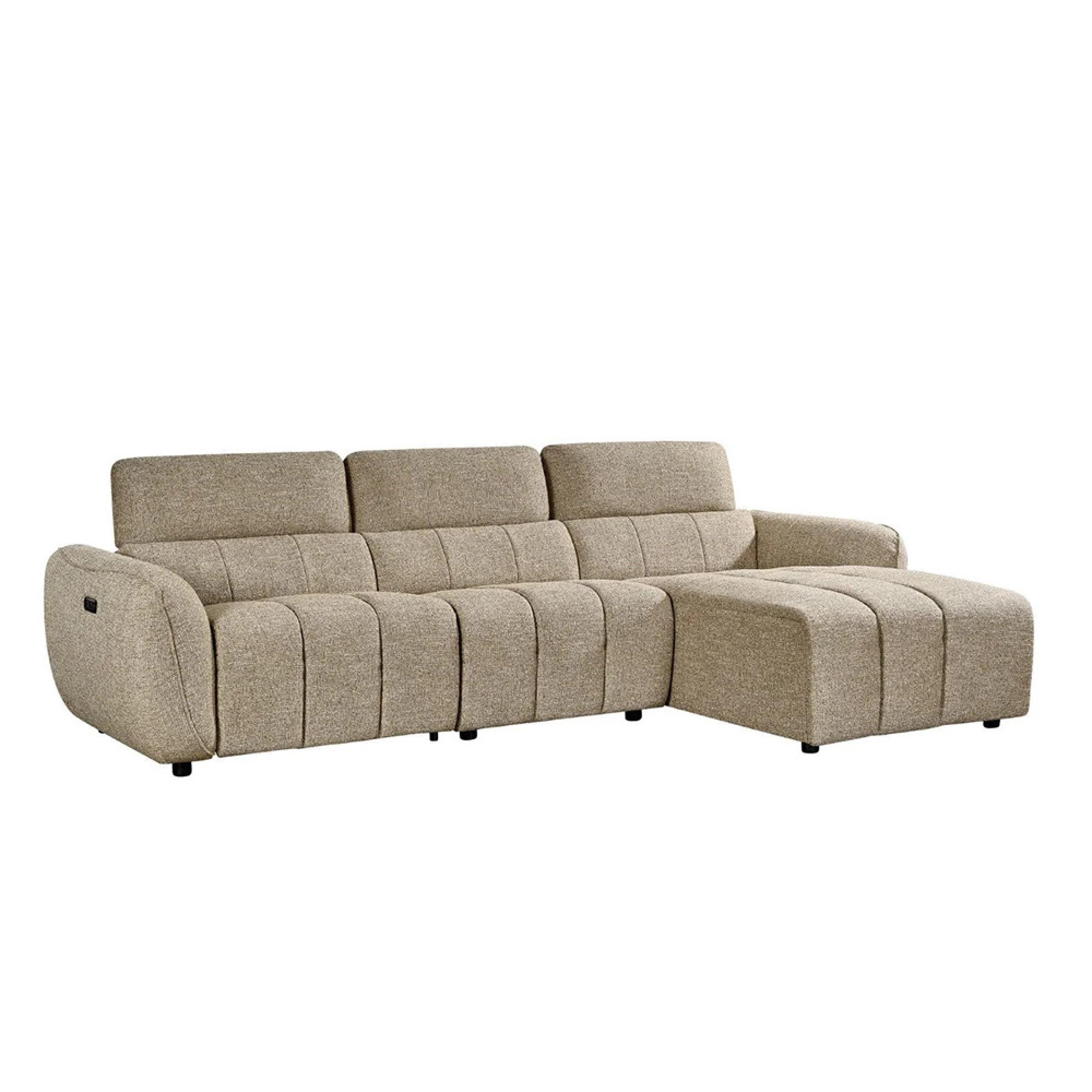 Turin Electric Recliner Sofa - Mocha Fabric - RHF