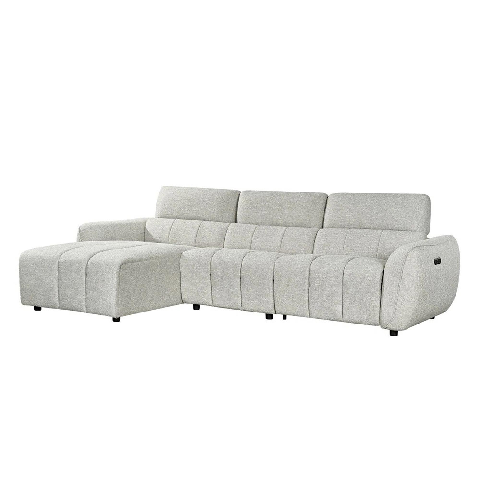 Turin Electric Recliner Sofa - Silver Fabric - LHF