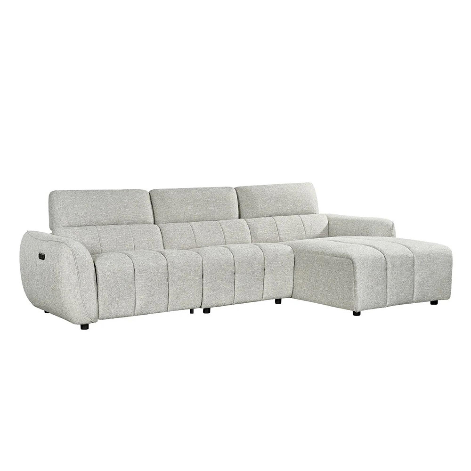Turin Electric Recliner Sofa - Silver Fabric - RHF