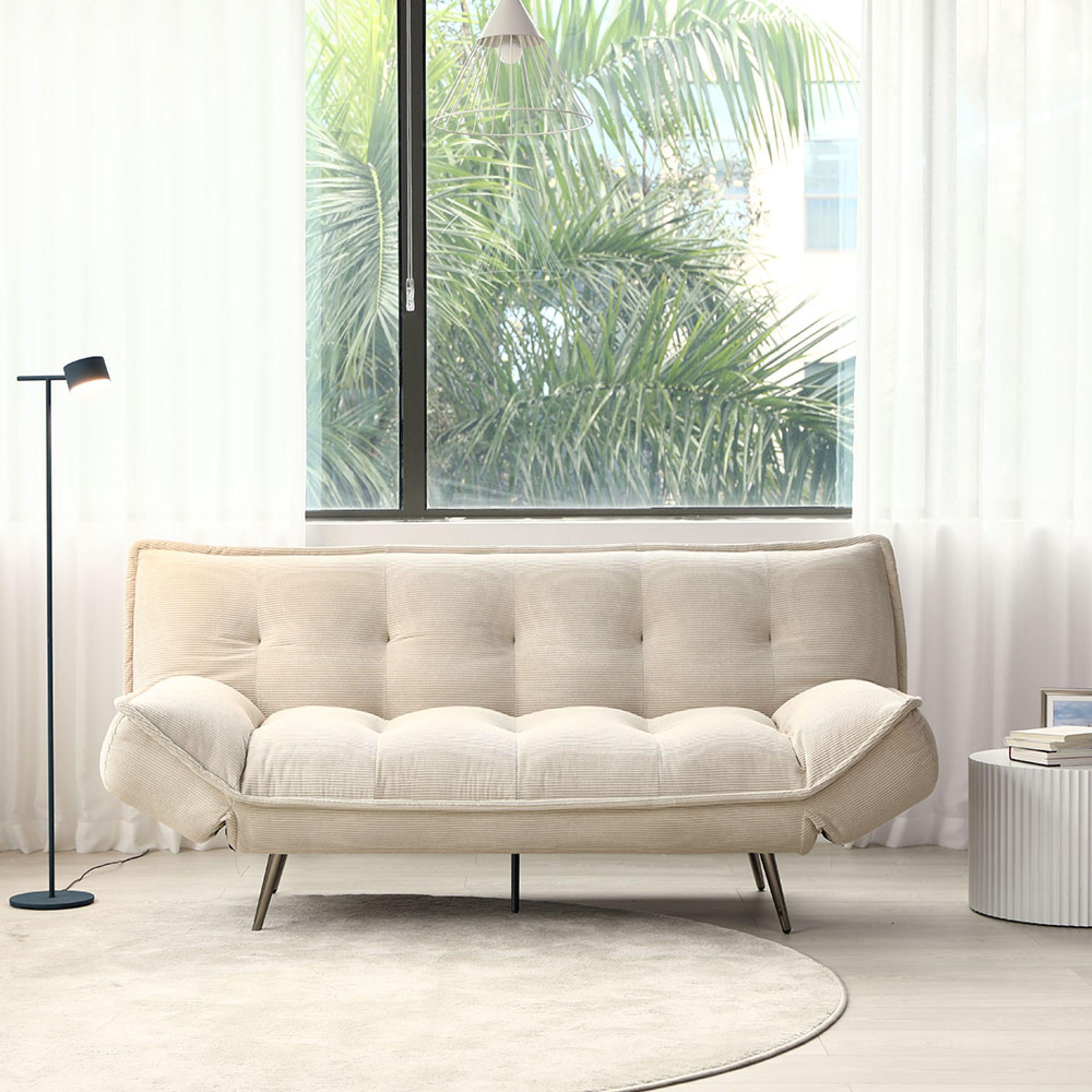 Regis Sofa Bed - Natural Fabric - 3 Seater - Click Clack