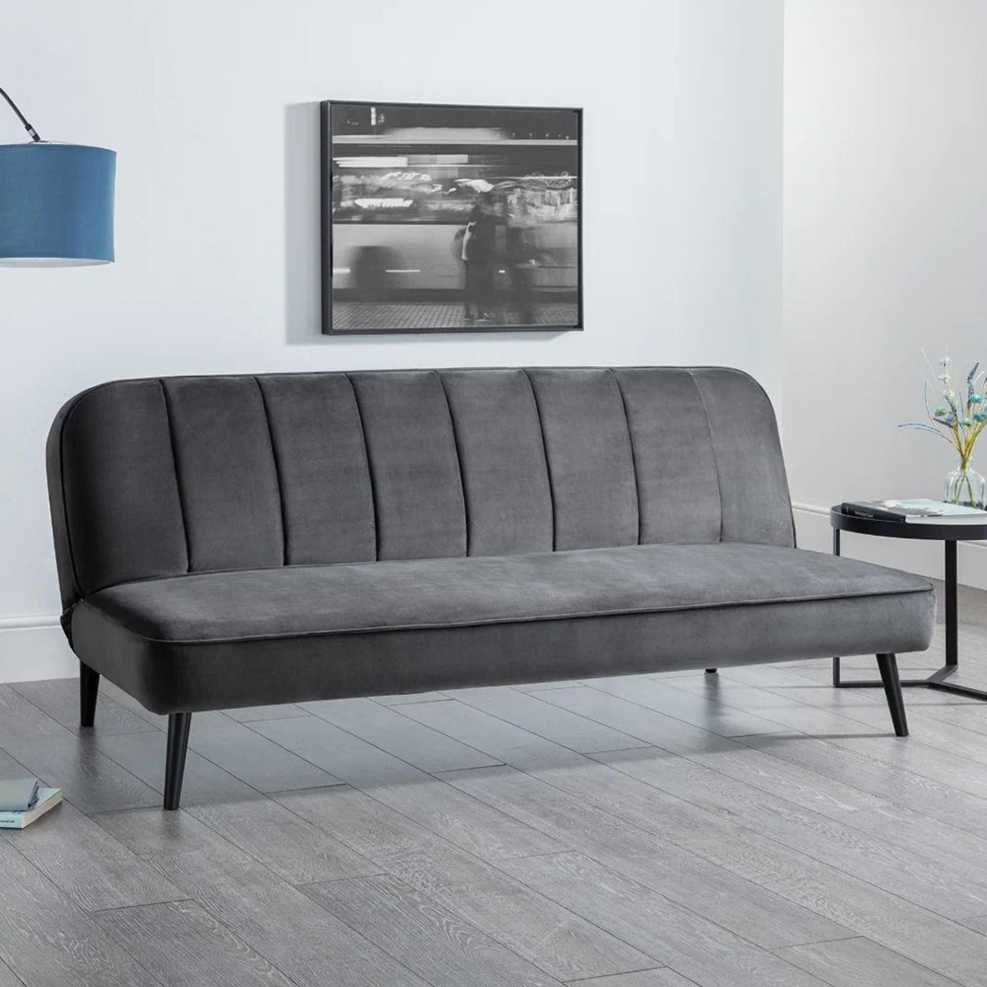 Miro Sofa Bed - 3 Seater - Grey Velvet - Fabric - Click Clack