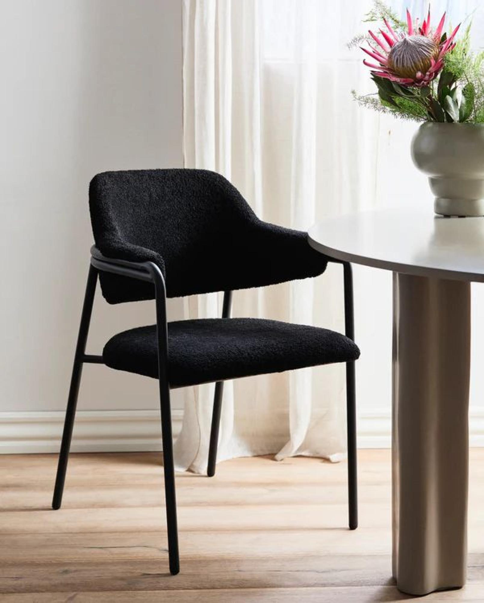 Albert Armchair - Teddy Fabric - Black