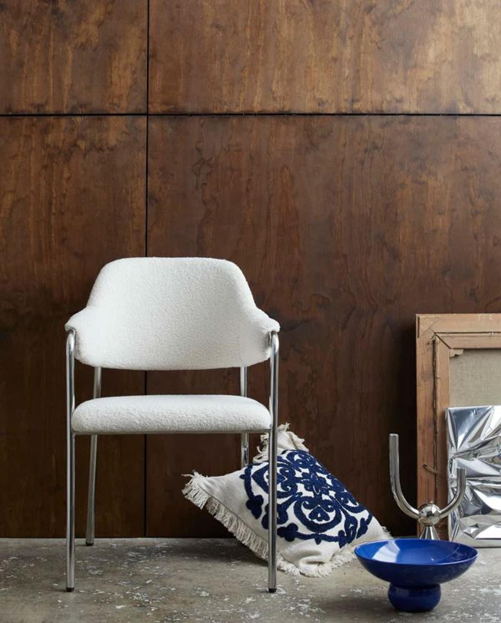 Albert Armchair - Teddy Fabric - White