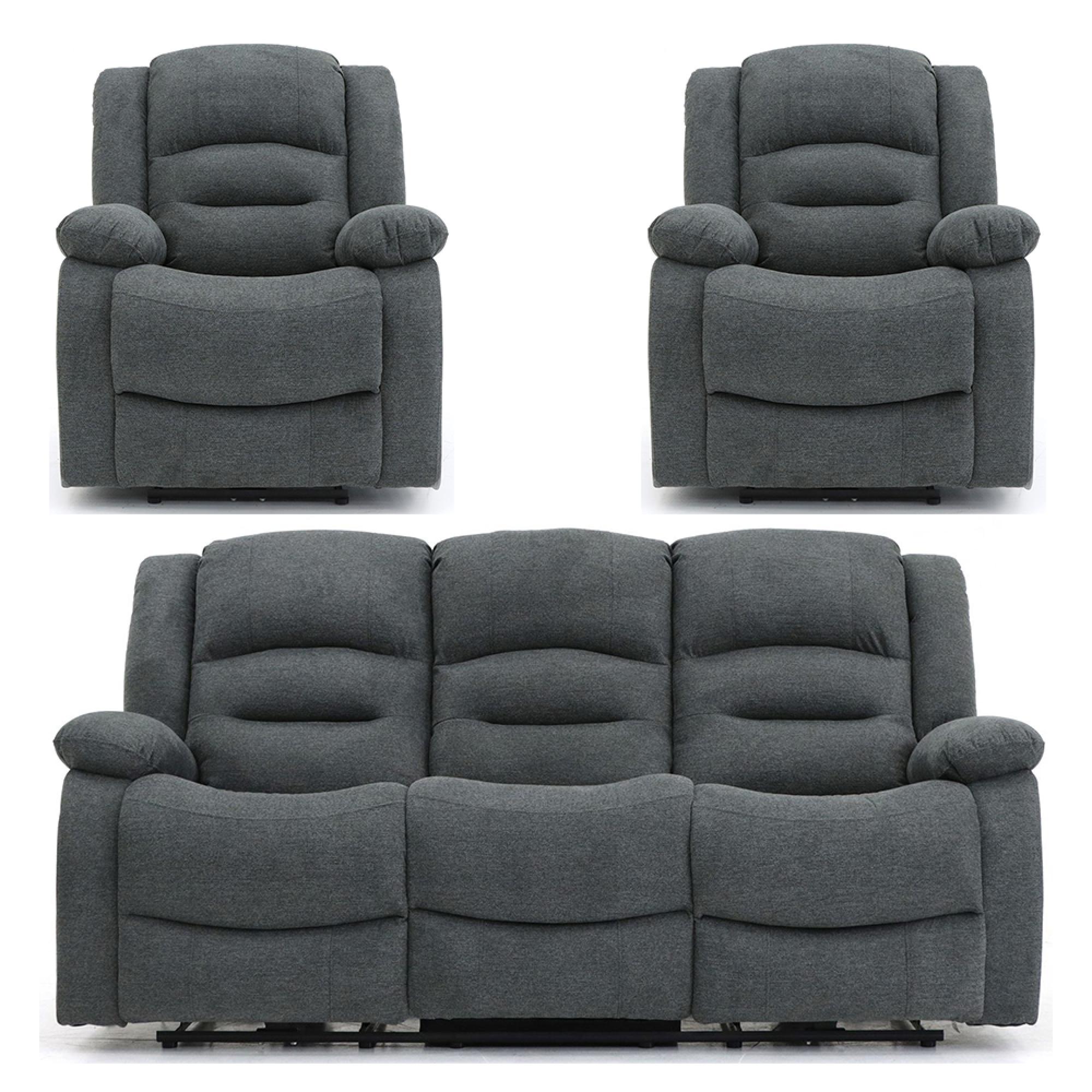 Alva Electric Recliner Sofa Set - Graphite Fabric - 3+1+1 Seater