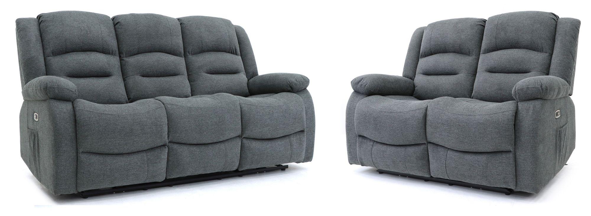 Alva Electric Recliner Sofa Set - Graphite Fabric - 3+2 Seater