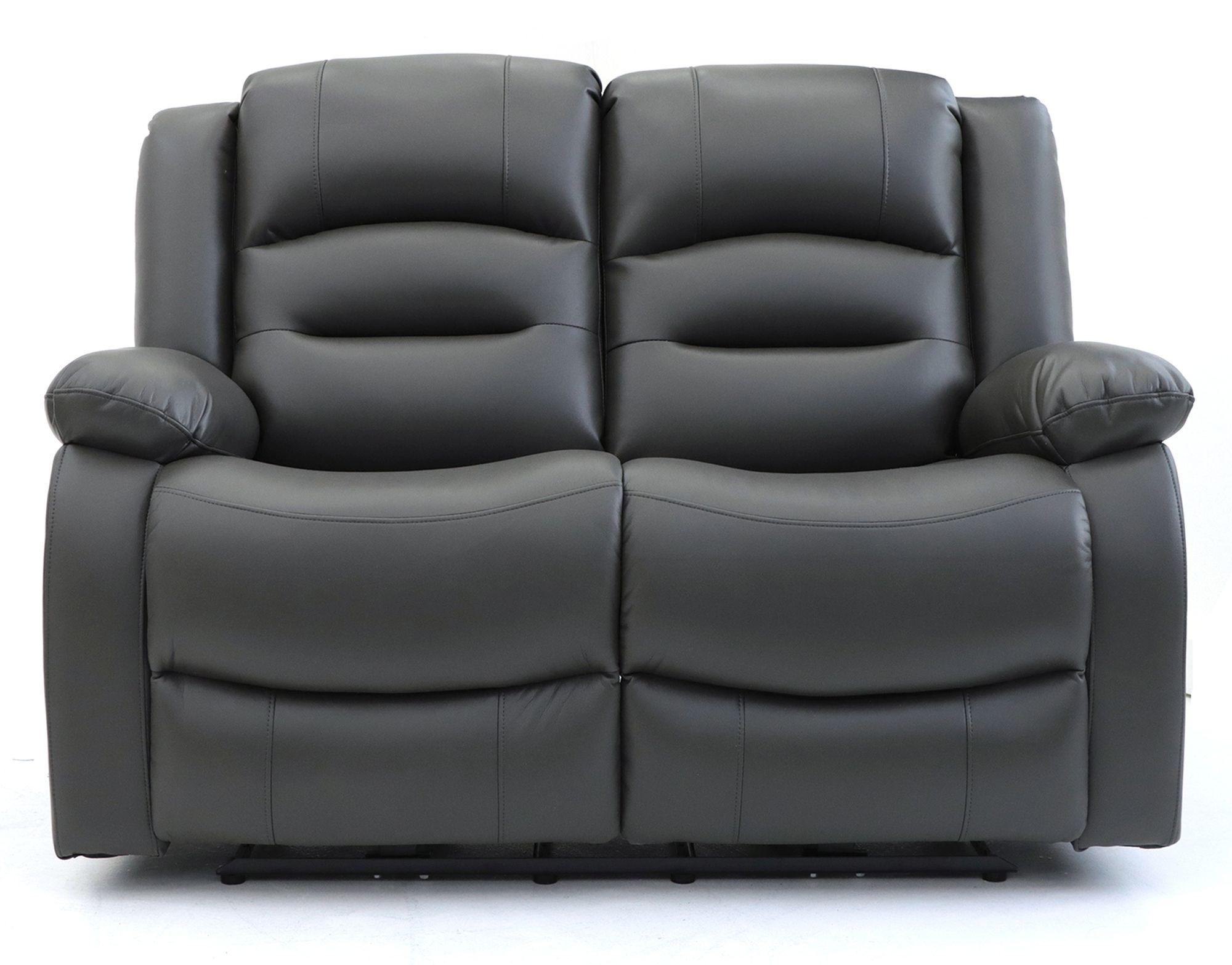 Alva Electric Recliner Sofa - Grey Faux Leather - 2 Seater