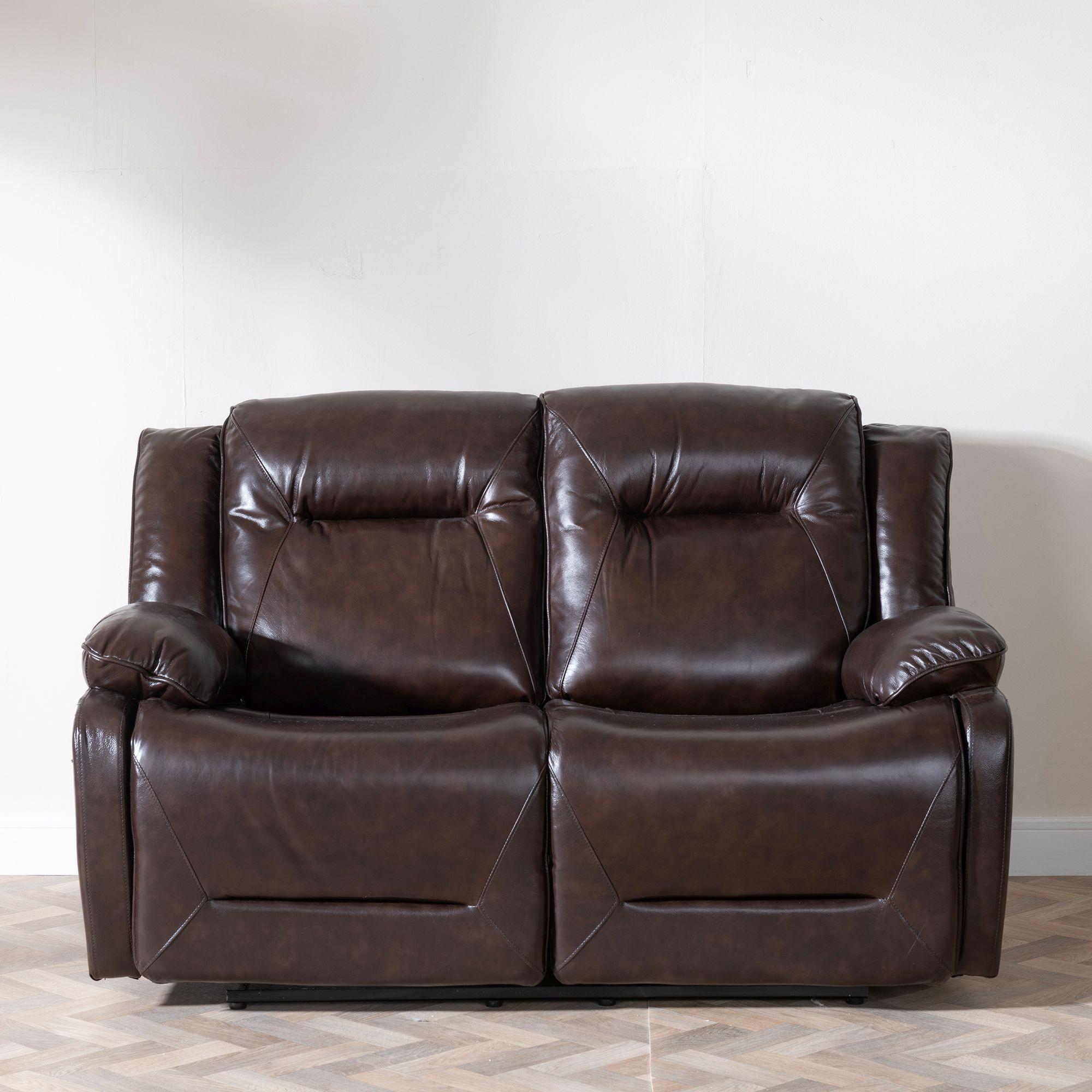 Athena Recliner Sofa - 2 Seater - Dark Brown Leather