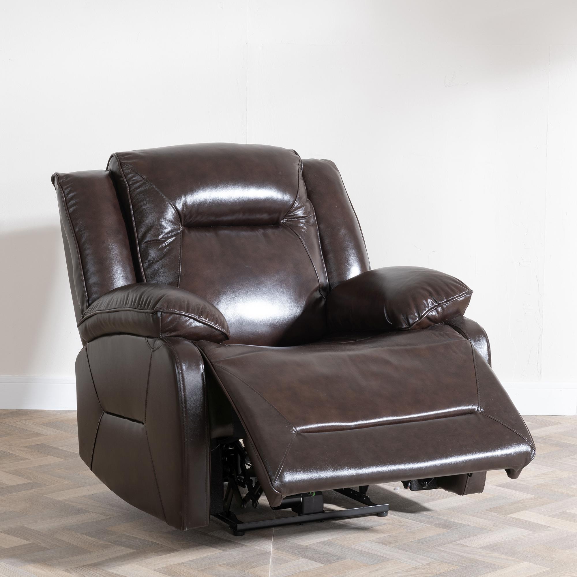 Athena Recliner Armchair - Dark Brown Leather