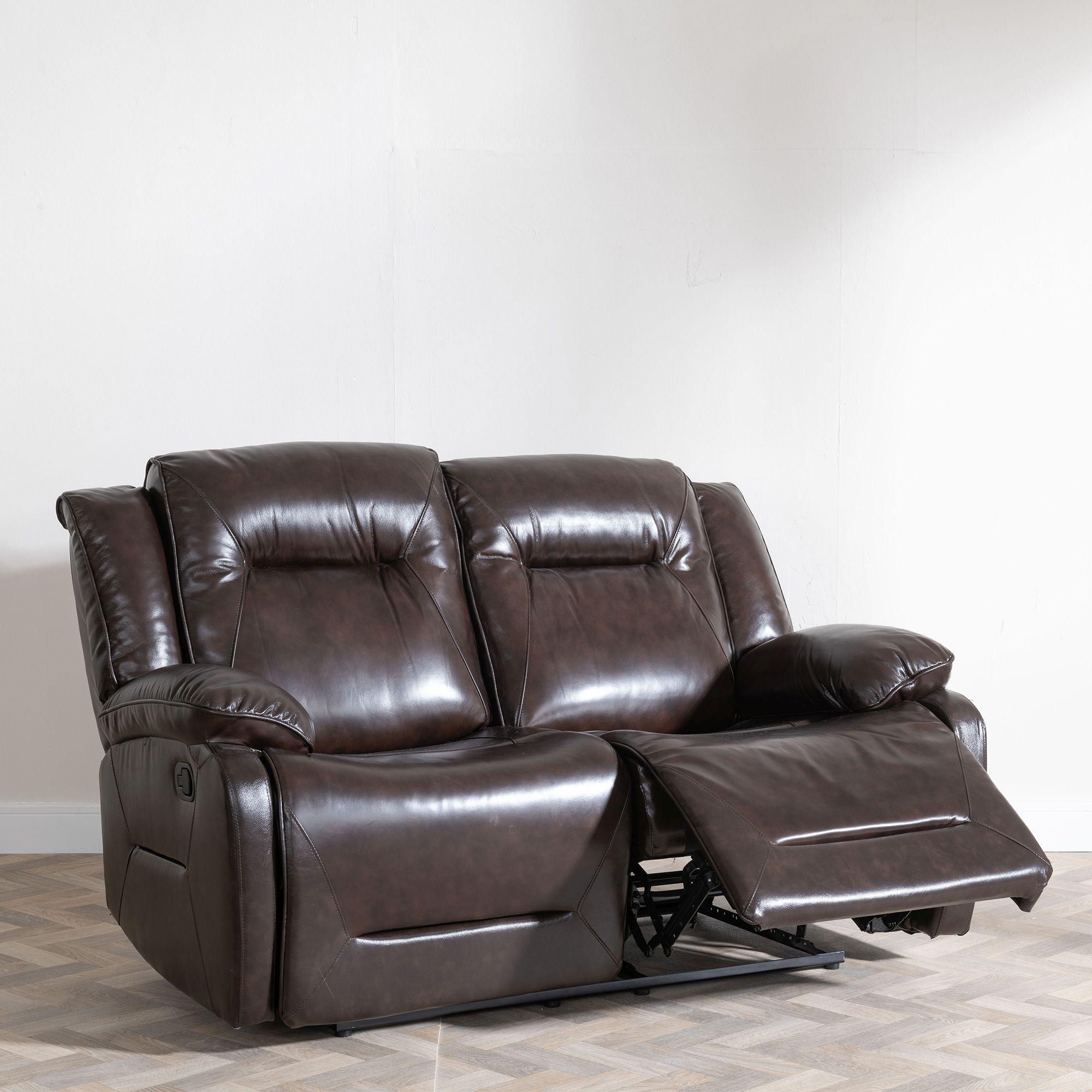 Athena Recliner Sofa Set - Dark Brown Leather