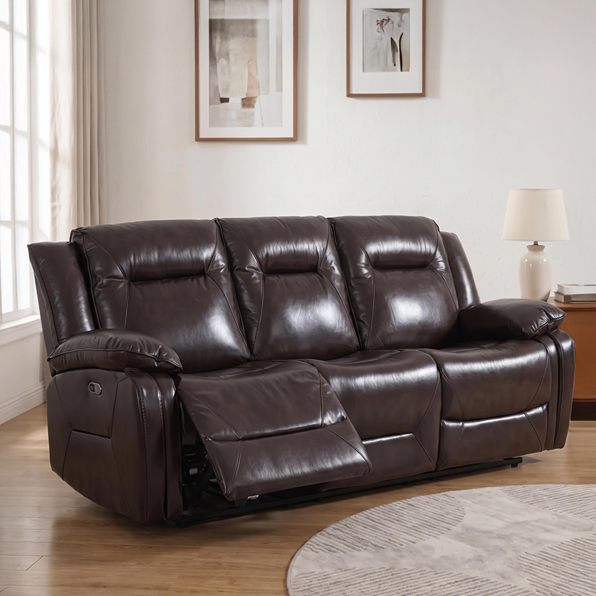 Athena Recliner Sofa - 3 Seater - Dark Brown Leather