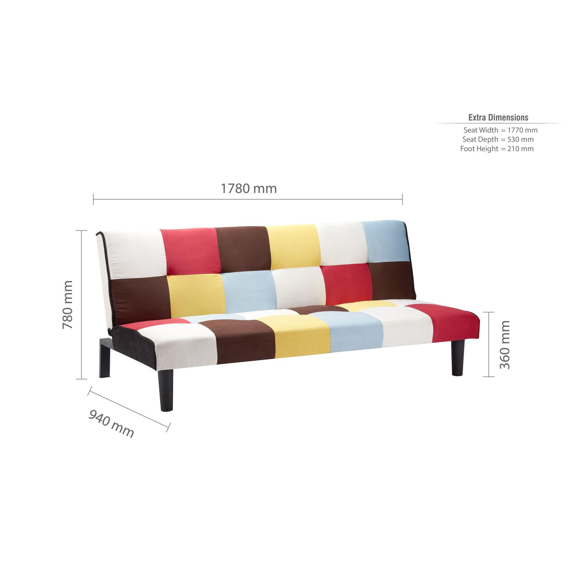 Aurora Sofa Bed - Rainbow Patchwork Fabric