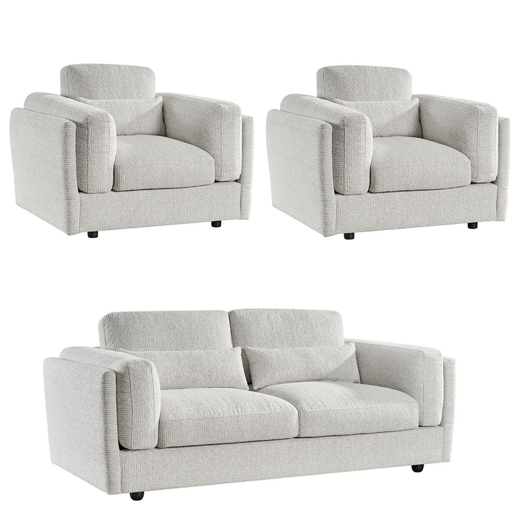 Bari Sofa Set - Beige Fabric - 3+1+1 Seater