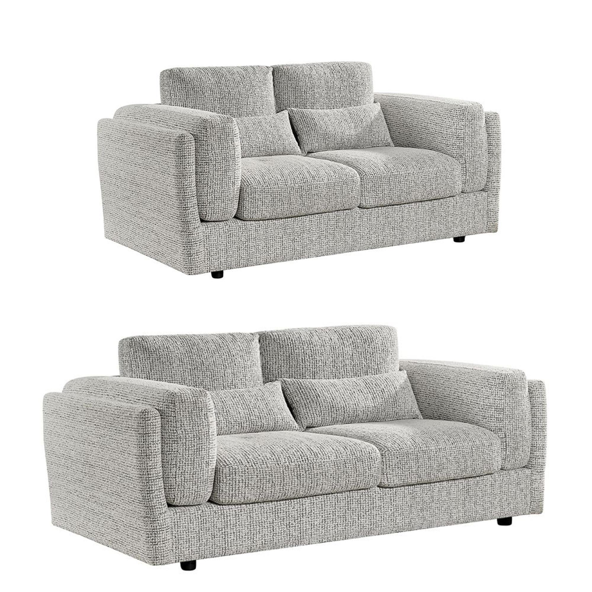 Bari Sofa Set - Grey Fabric - 3+2 Seater