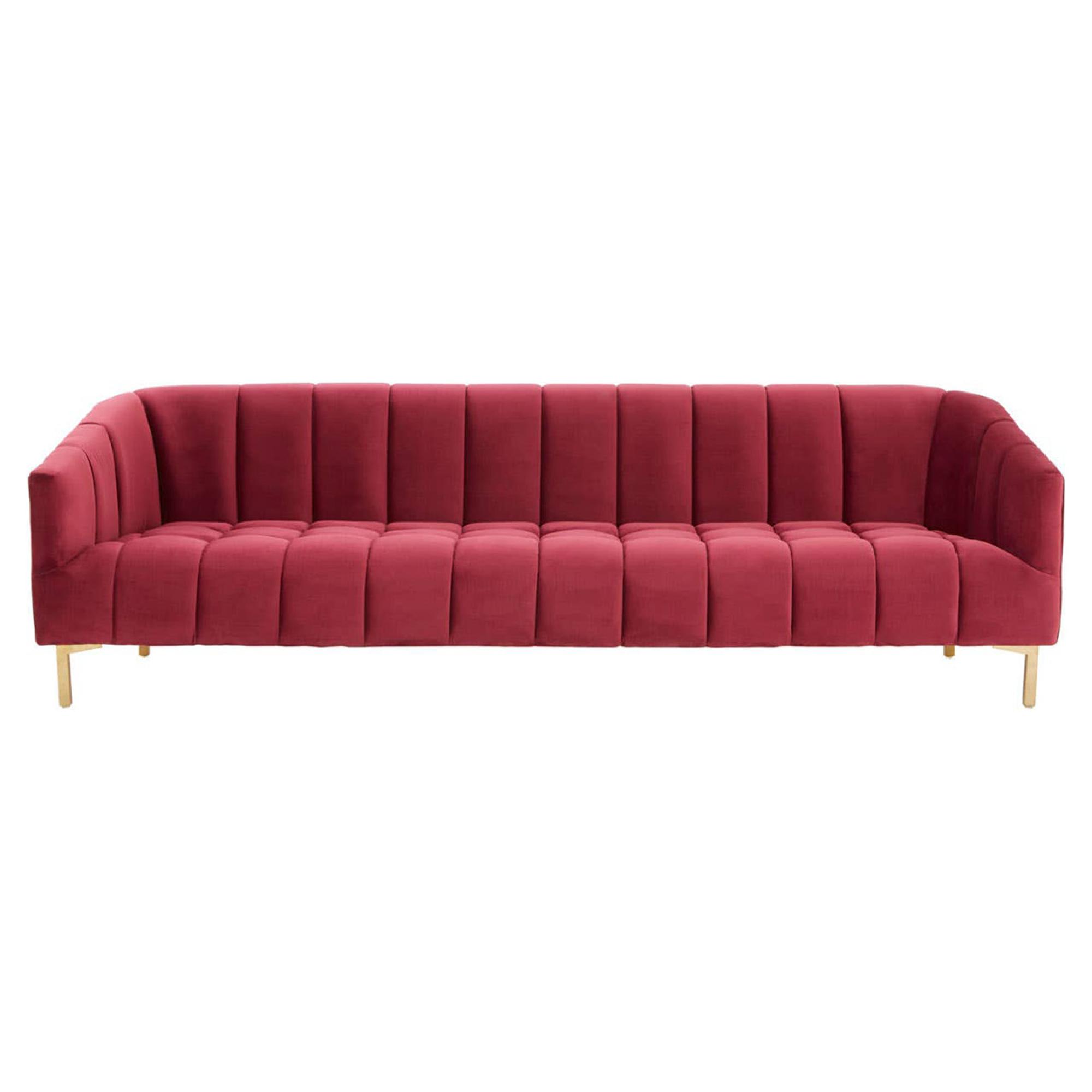 Bella Sofa - 3 Seater - Wine Velvet Fabric
