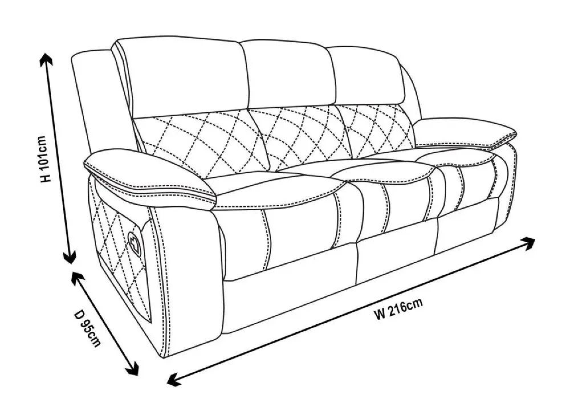 Bentley Recliner Sofa - 3 Seater - Brown Leather