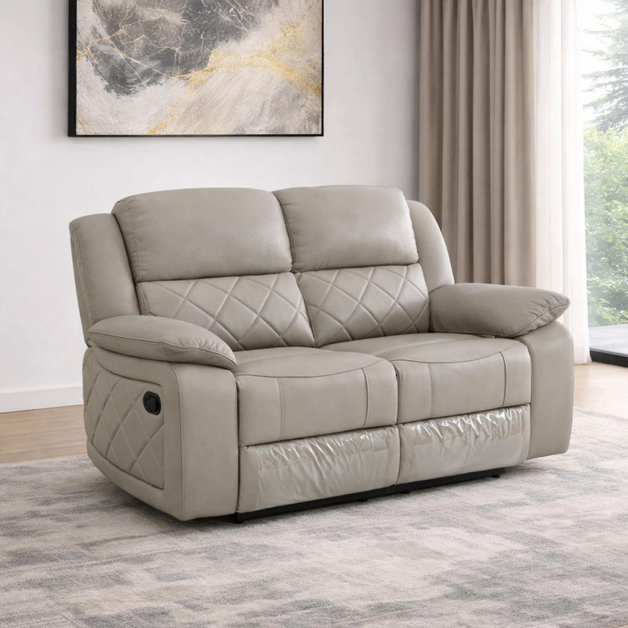 Bentley Grey Leather 2 Seater Recliner Sofa
