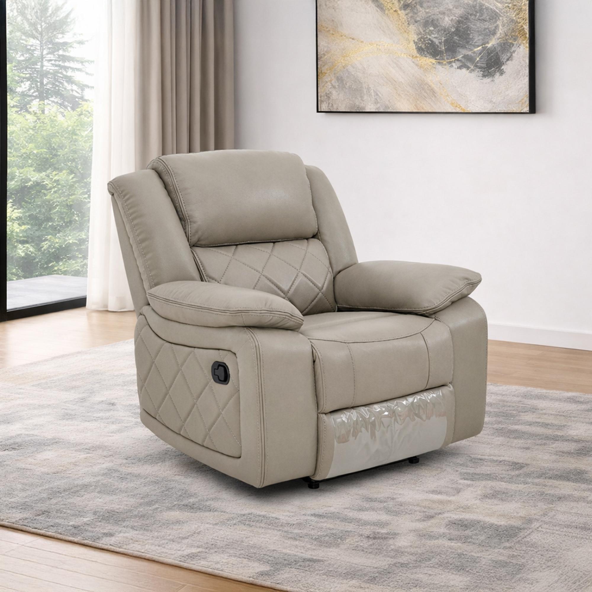 Bentley Grey Leather Recliner Armchair